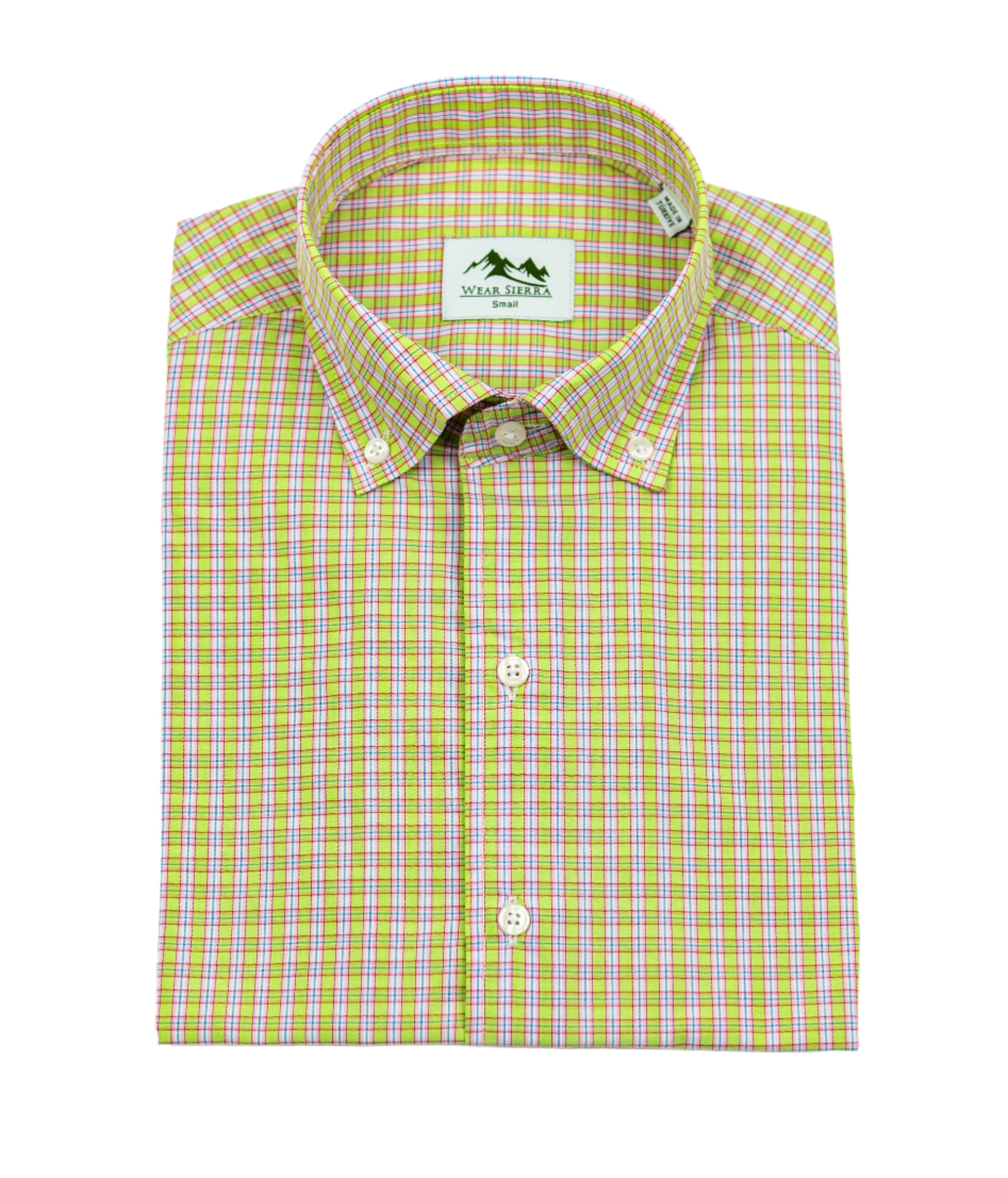 Wear Sierra Top Shelf Men's Cotton Button Down Short Sleeve Shirts Green Plaid