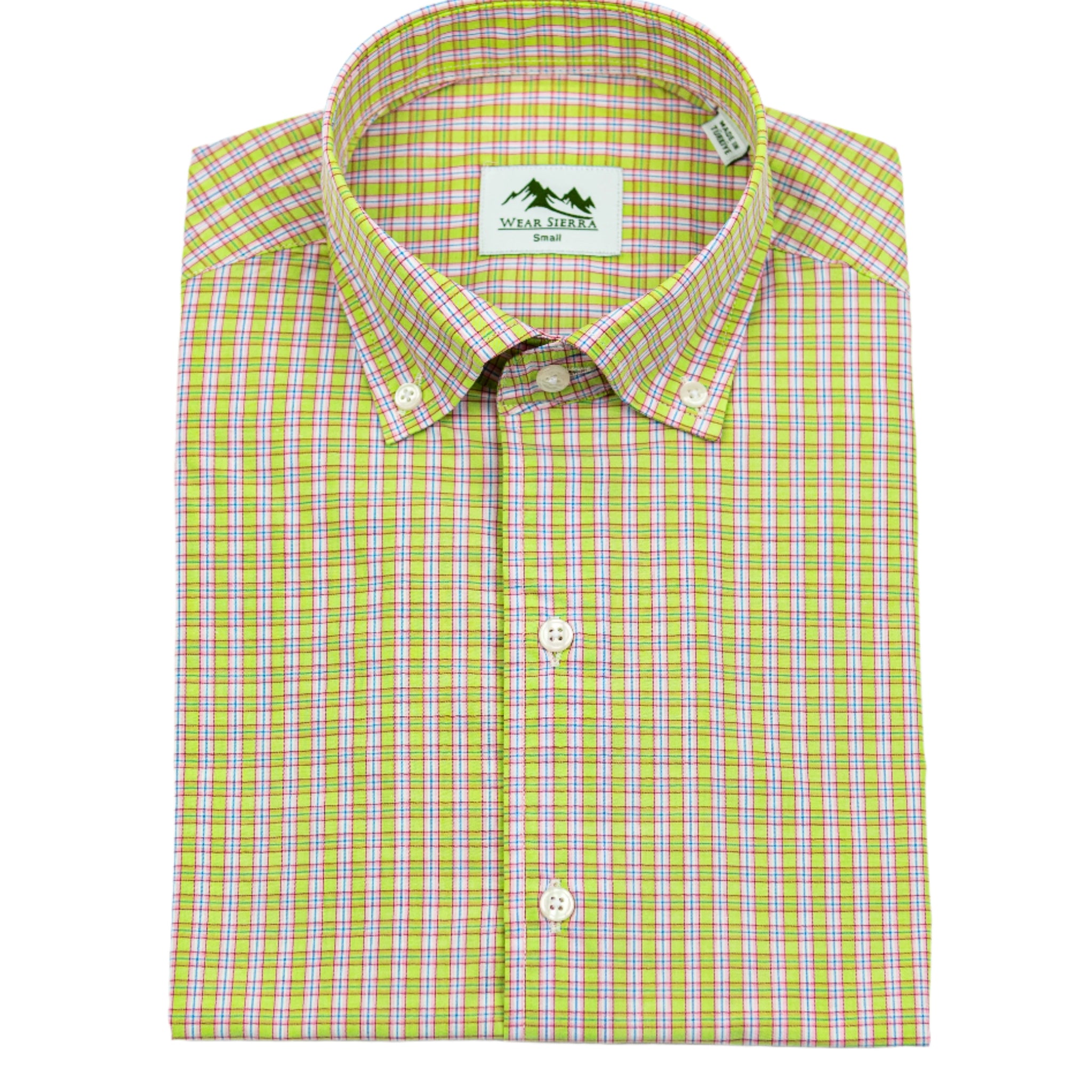 Wear Sierra Top Shelf Men's Cotton Button Down Short Sleeve Shirts Green Plaid