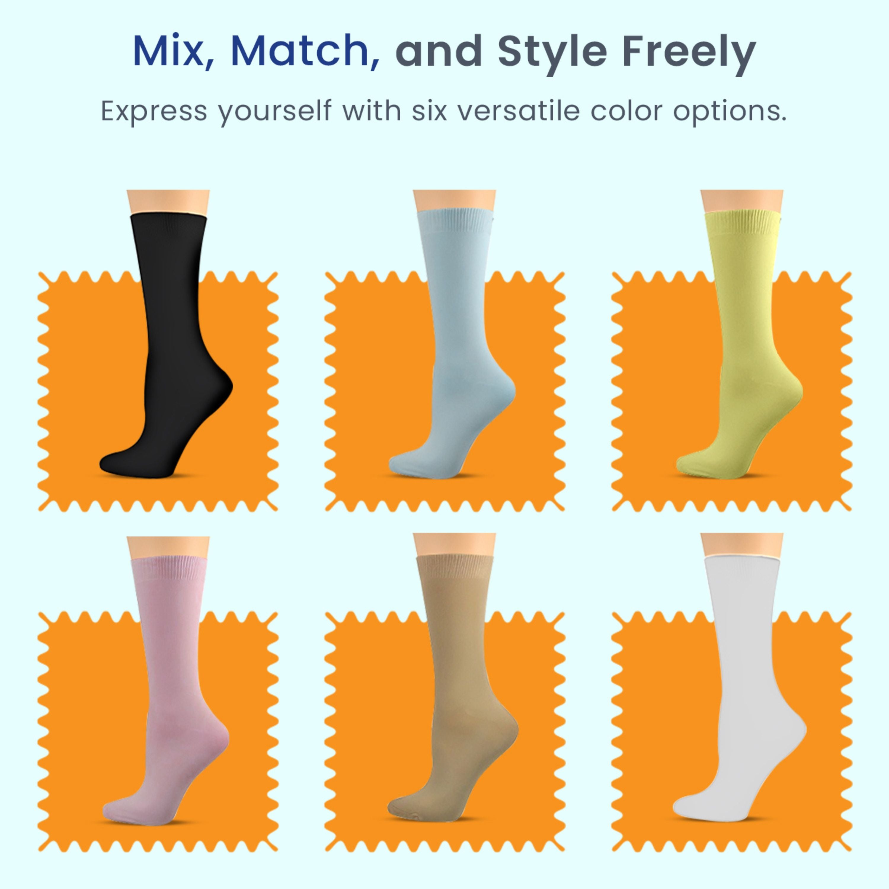 Women's Colorful Rayon Crew Socks - 3 Pair Packs