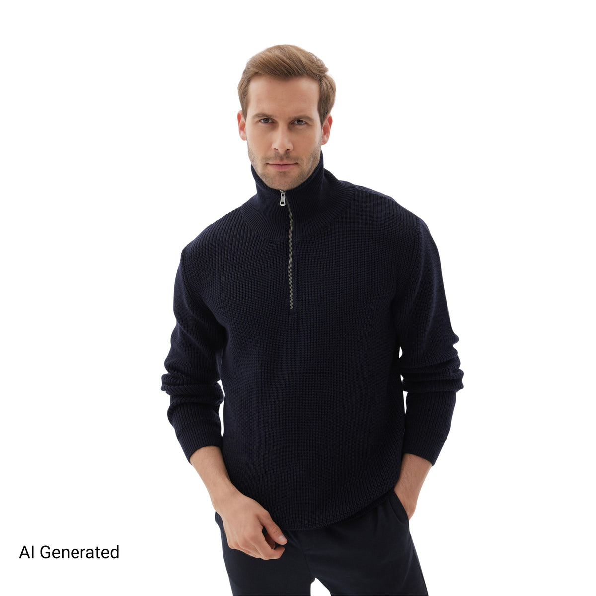 Men’s Midweight Quarter-Zip Cotton Knit Sweater