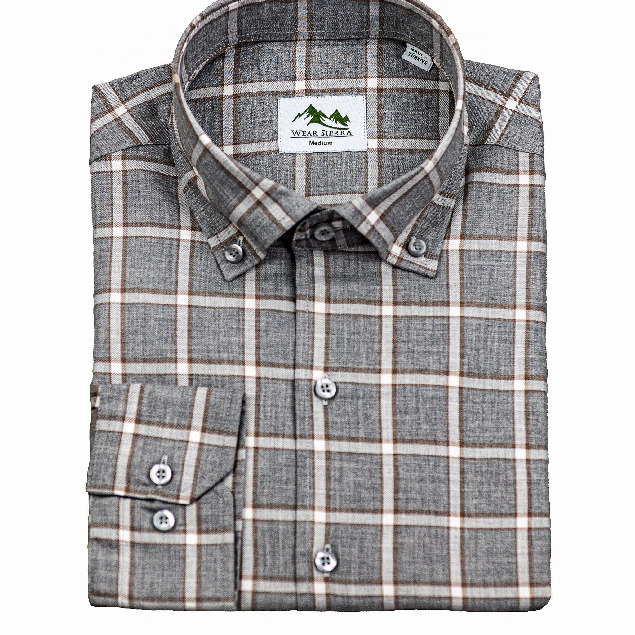 Wear Sierra Top Shelf Men's Cotton Long Sleeve Button Down Shirts in Gray Plaid
