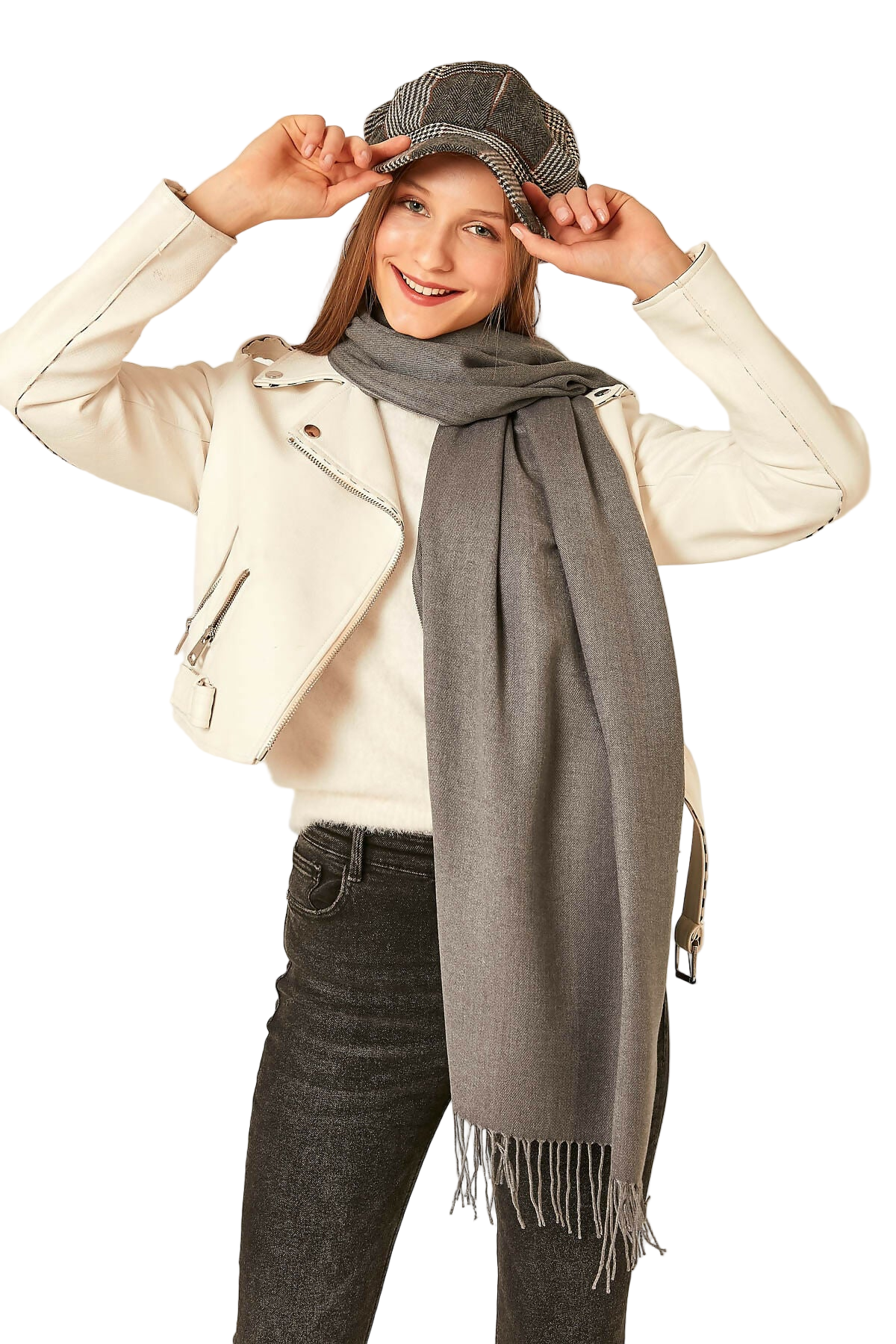 Women's Winter Essential Classic Plain Shawl-Scarf with Tassels