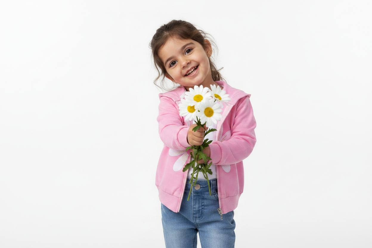 Little Girls' Colorful Hoodie Jacket, Jeans and T-Shirt Cute Girly 3-Piece Set