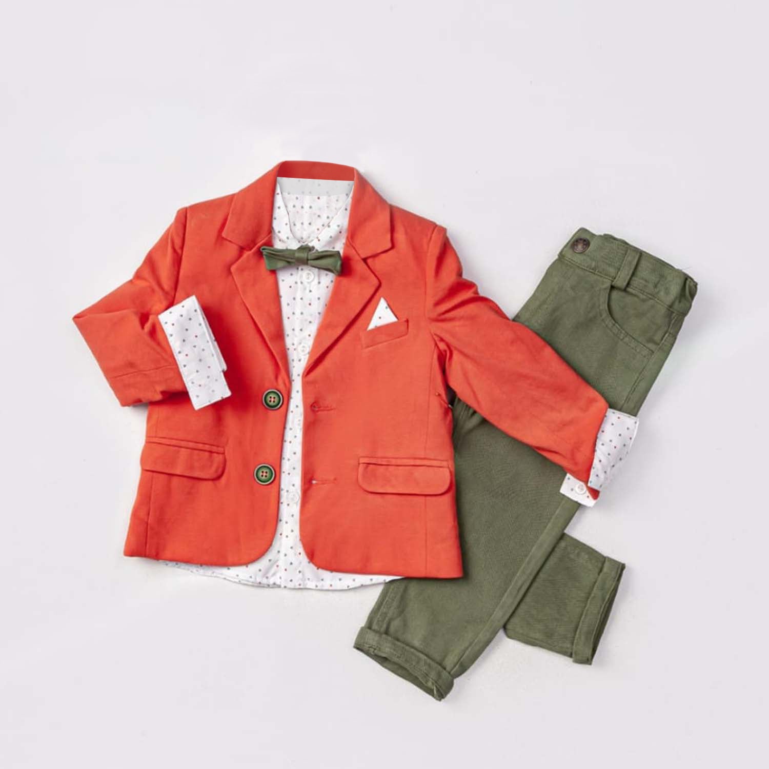 Little Boy's Colorful Suit Jacket, Pants and Button-Up Shirt 3-Piece Set