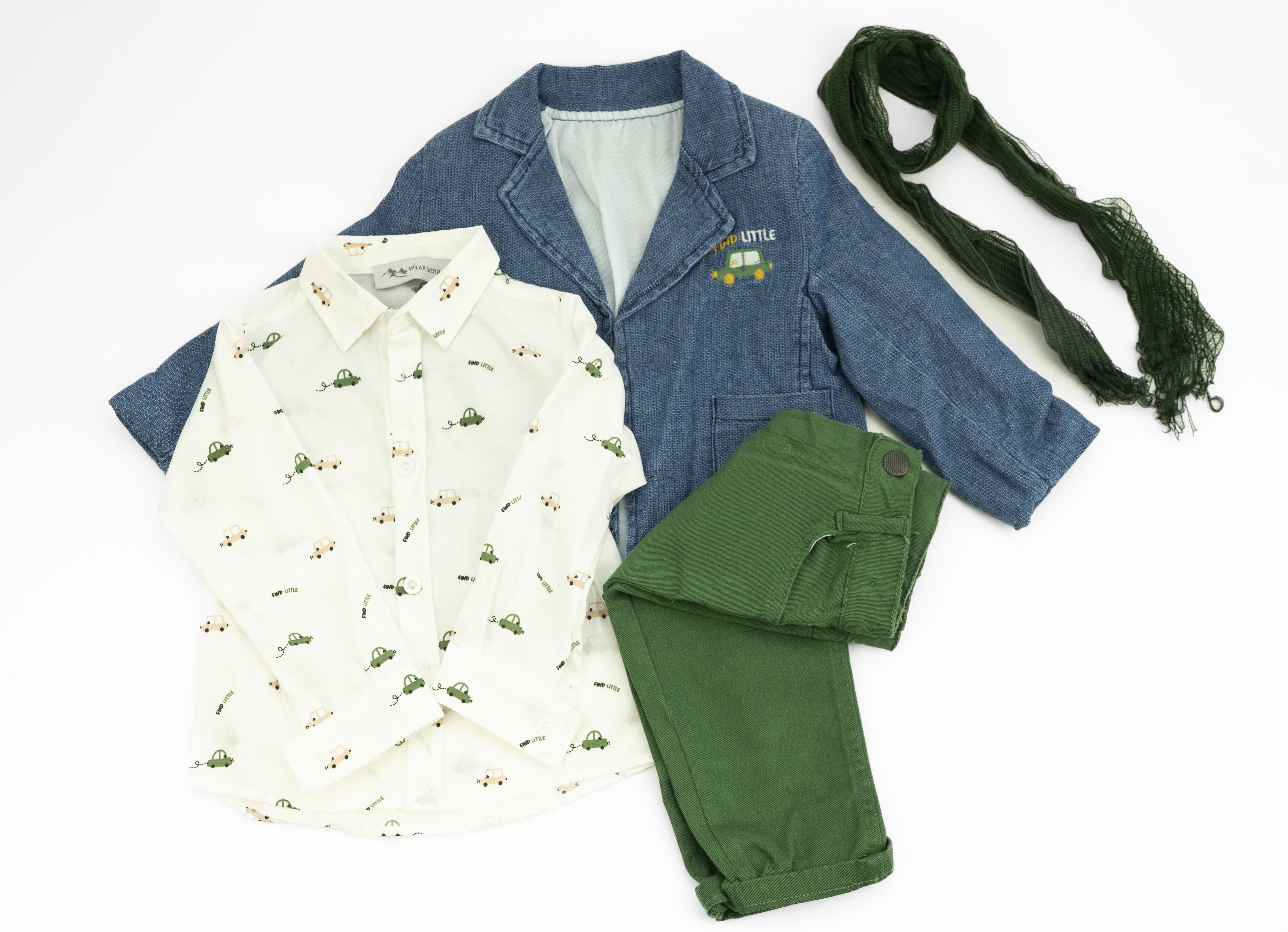 Infant and Toddler Boys' Adorable Blue Jean Jacket, Button-Up Shirt and Pants 3-Piece Set