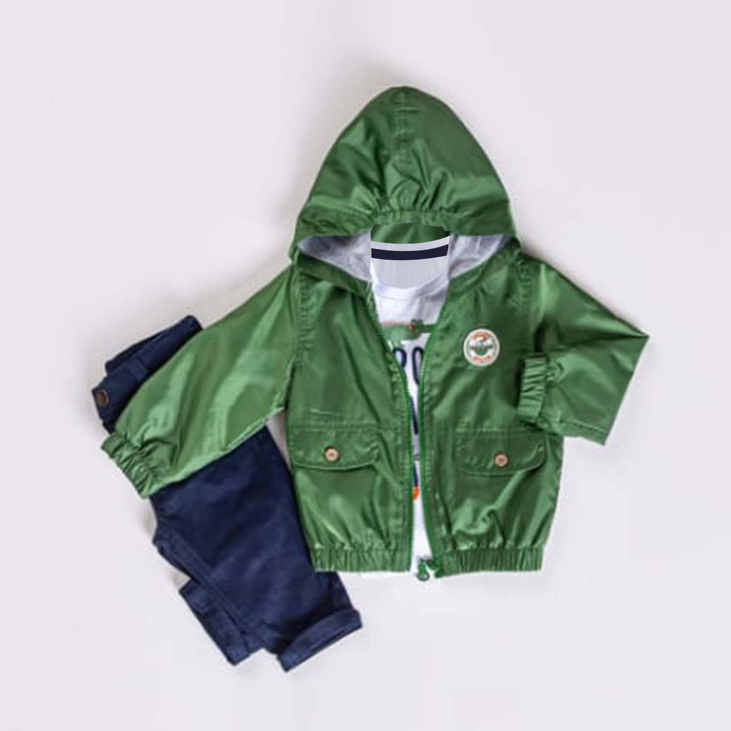 Infant and Toddler Hoodie Windbreaker 3-Piece Casual Wear - Great for Warm Weather - 0