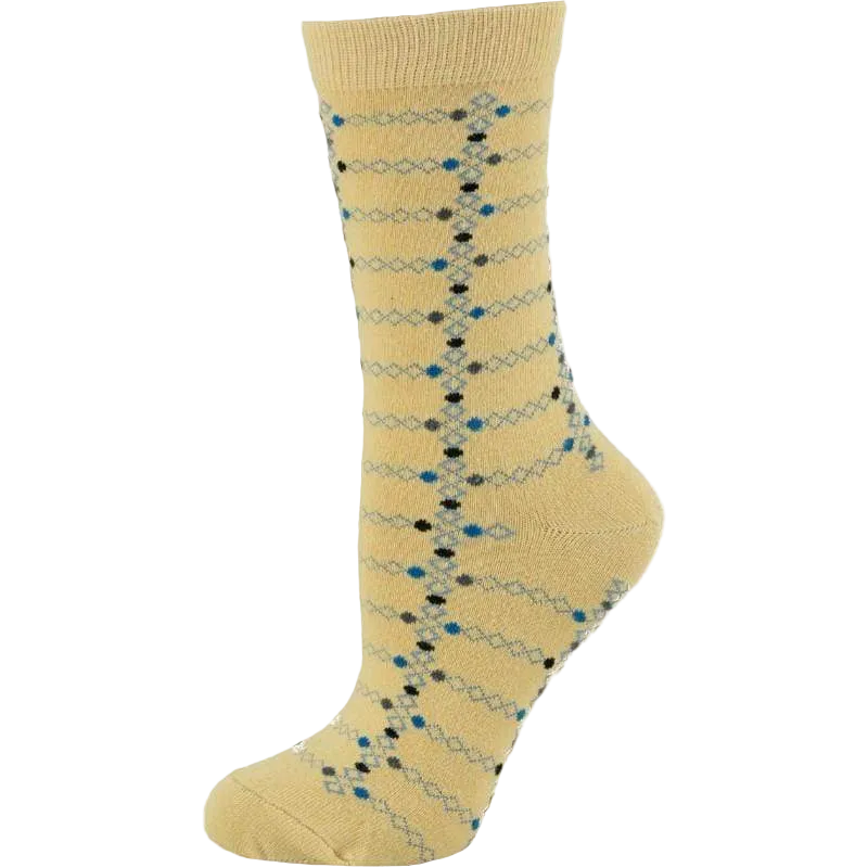Women's Cotton Geometric Pattern Crew Socks