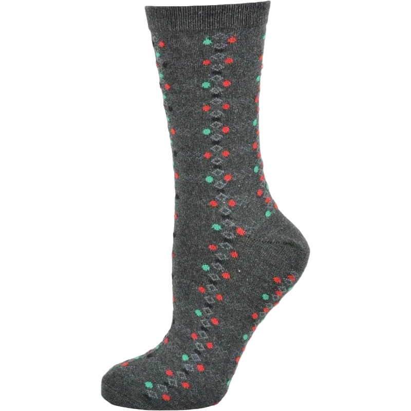 Women's Cotton Geometric Pattern Crew Socks