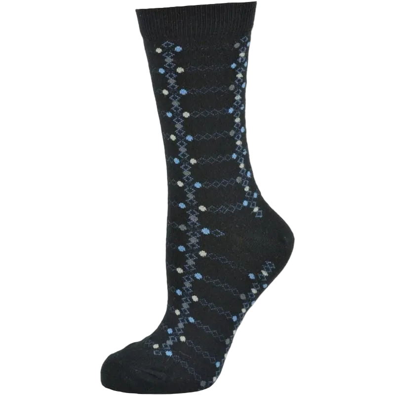 Women's Cotton Geometric Pattern Crew Socks