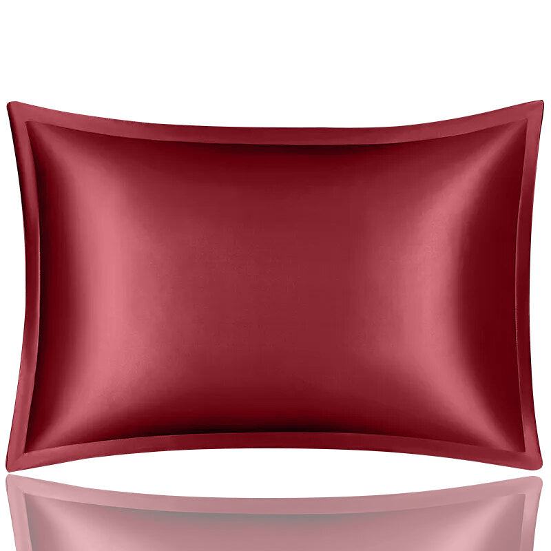 ANYHOUZ Pillowcase 50x75cm Wine Red Pure Real Silk For Comfortable And Relaxing Home Bed