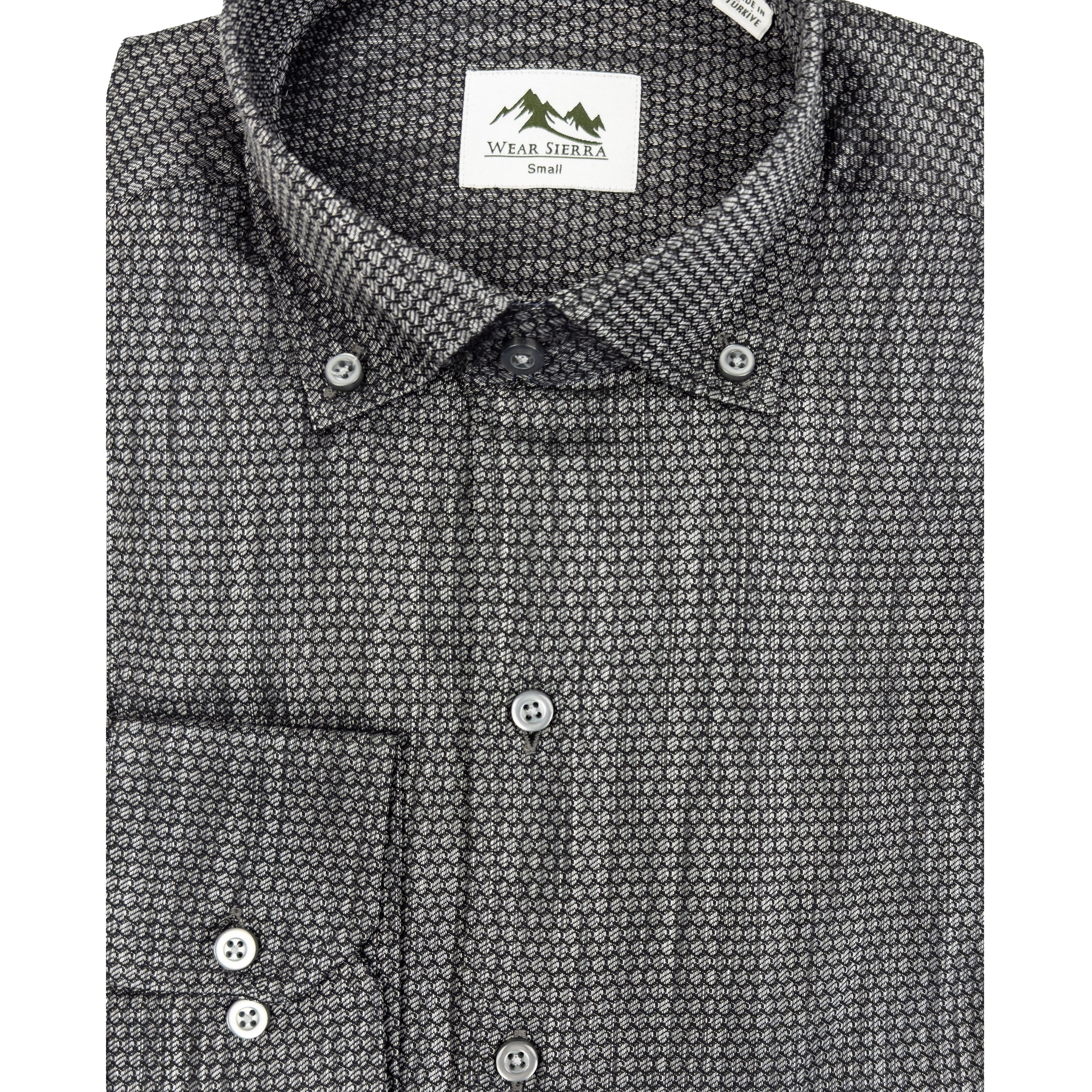 Wear Sierra Top Shelf Men's Turkish Cotton Long Sleeve Button Down Shirts in Black Circles, Casual Friday Shirts for Men