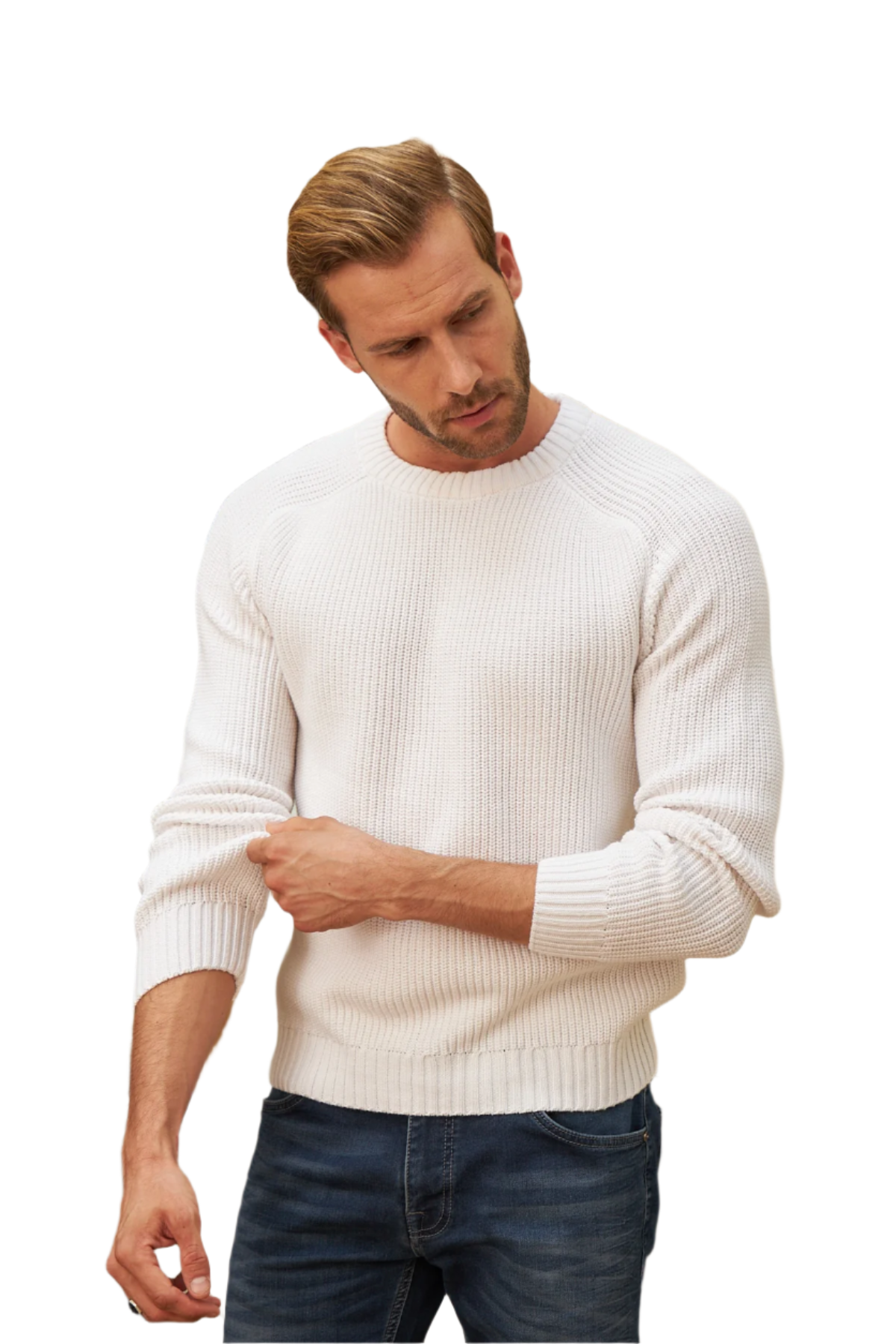 Men's Long Sleeve Crewneck Mid-Weight Pullover Sweater