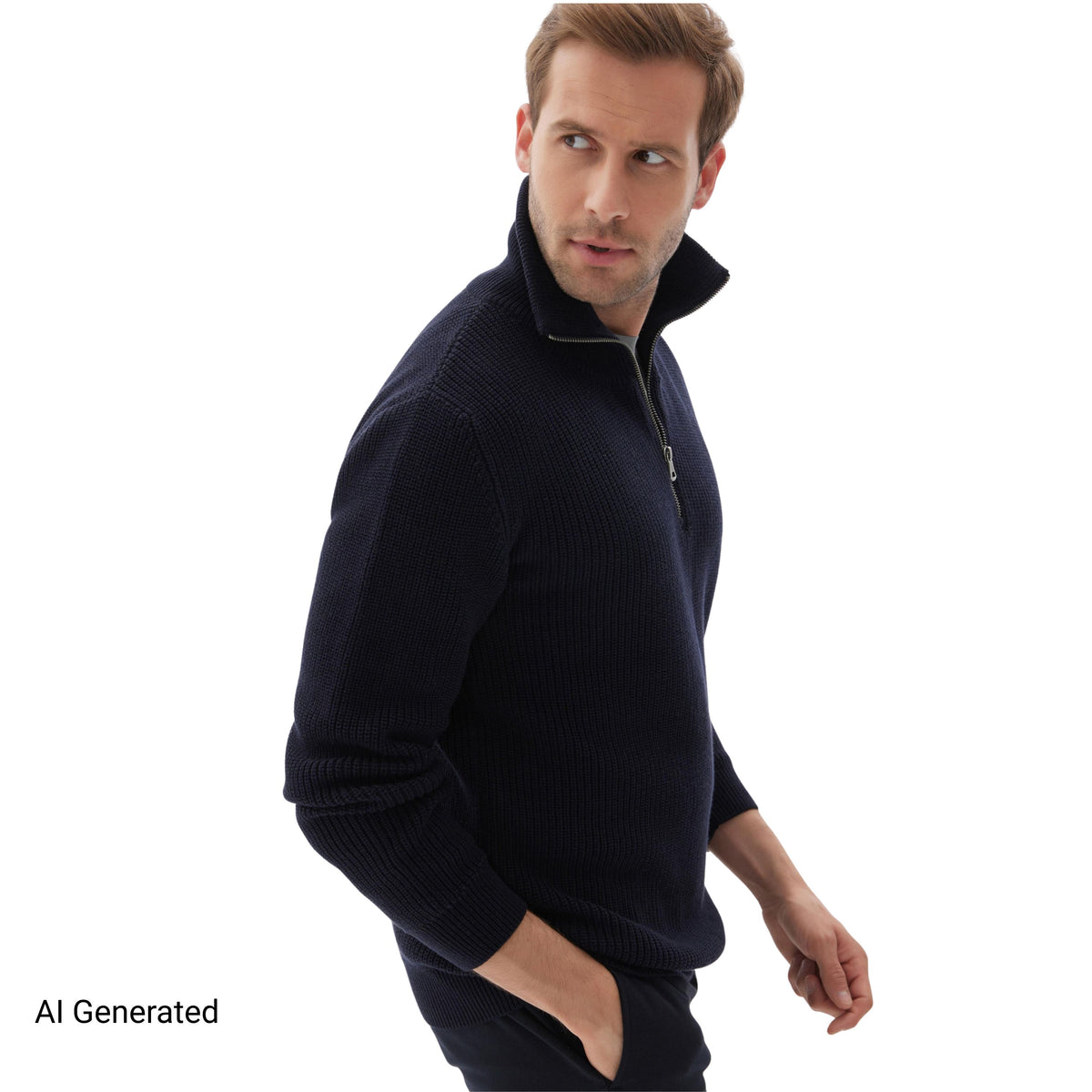 Men’s Midweight Quarter-Zip Cotton Knit Sweater