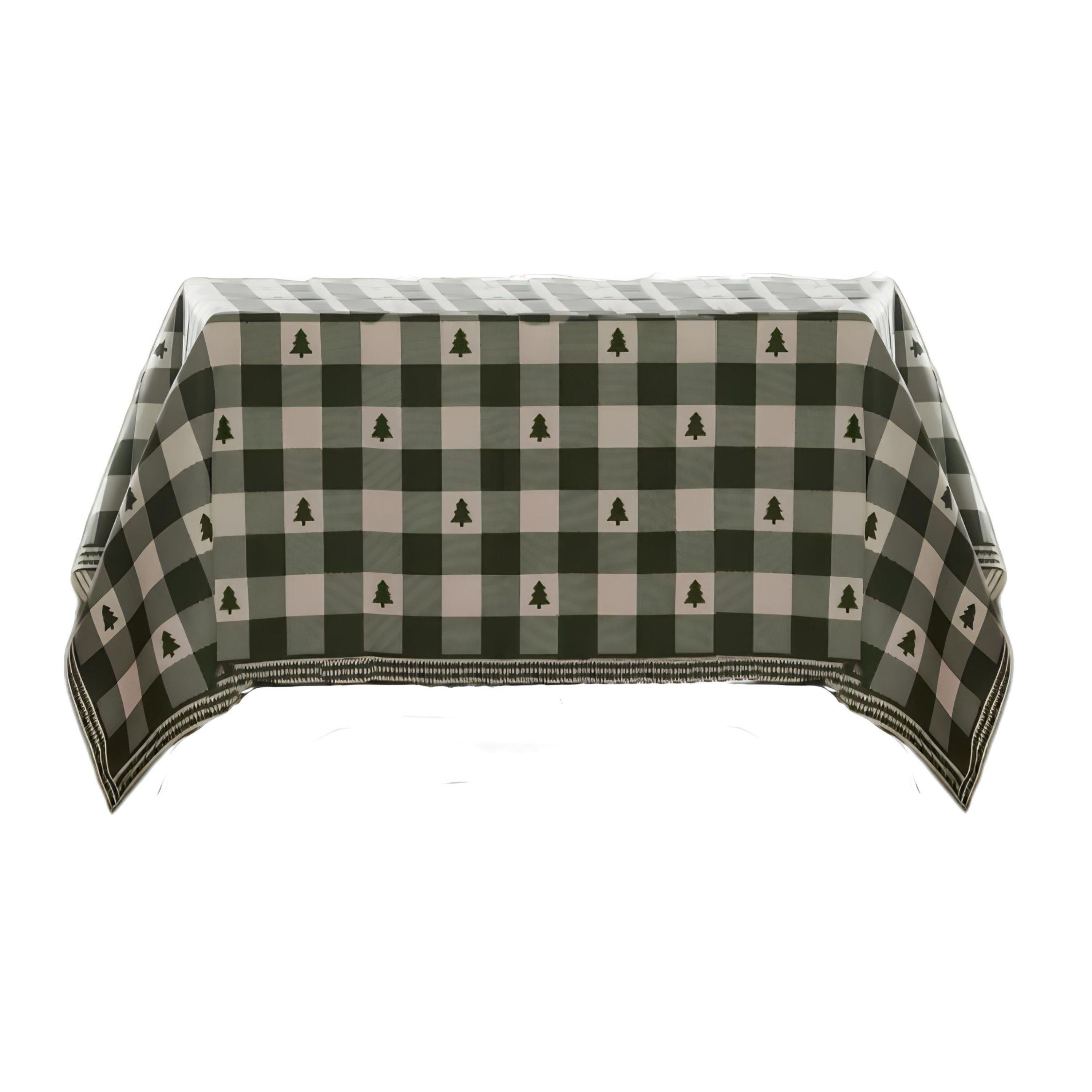 Rustic Themed Green Checkered Pine Tablecloth