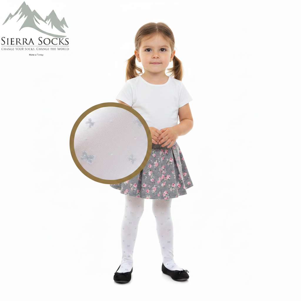 Girl's Bow Patterned Tights - Infant to Teen Sizes