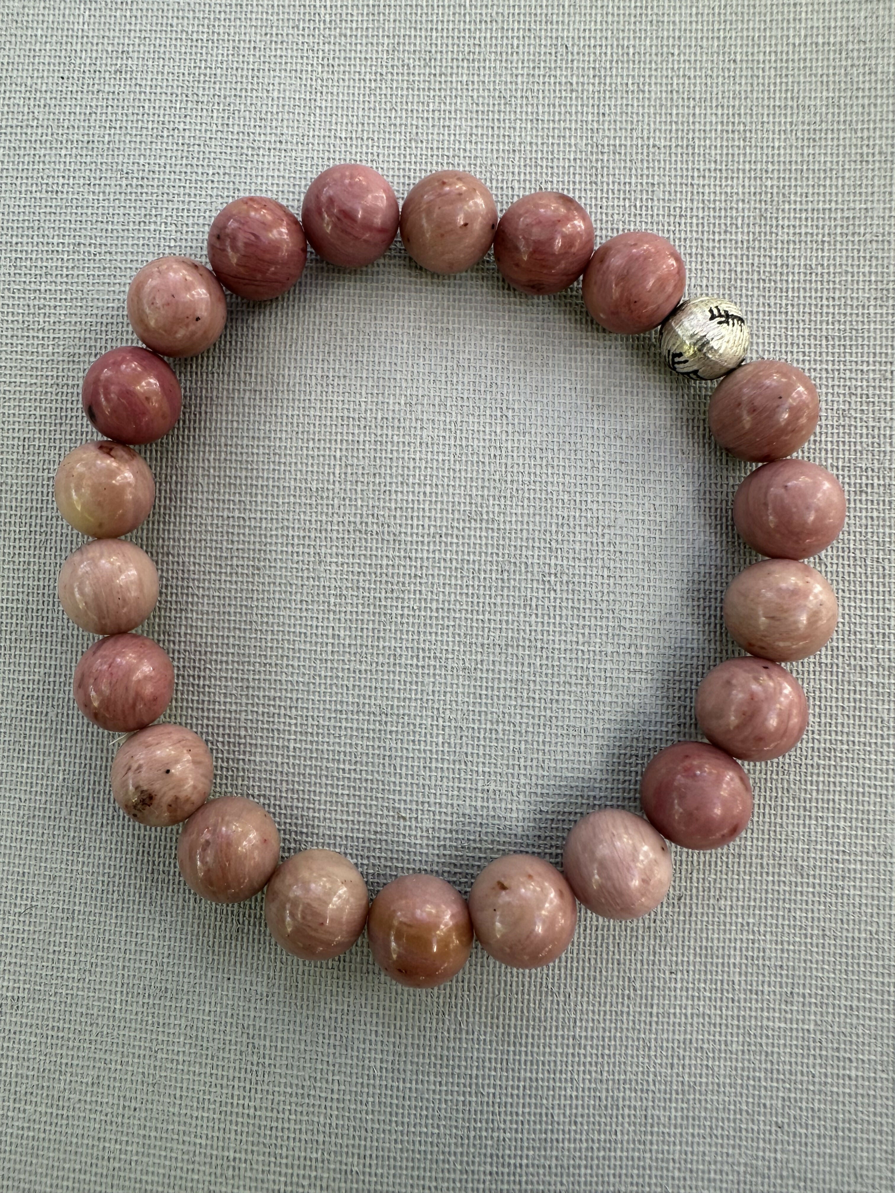 Rhodonite Natural Stone Bracelet with Matching Necklace
