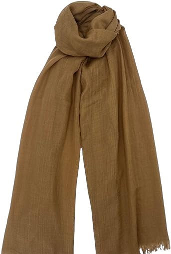 Buy camel Women&#39;s Lightweight Linen-Like Sheer Summer Scarves in Rich Colors
