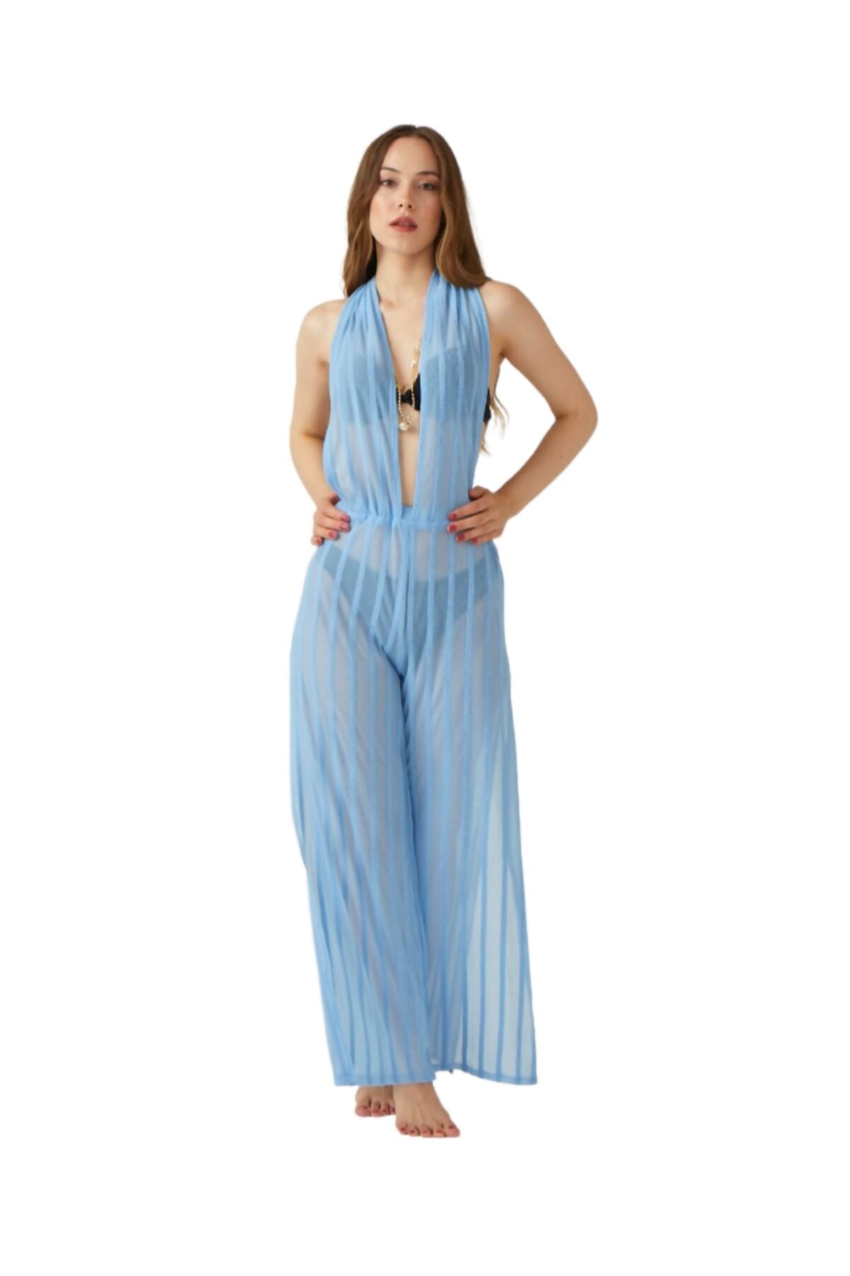 Colorful Women's Cover-Up Wide-Leg Pants Suit - Jump Suit Great for Cruise, Lake, Beach and Poolside