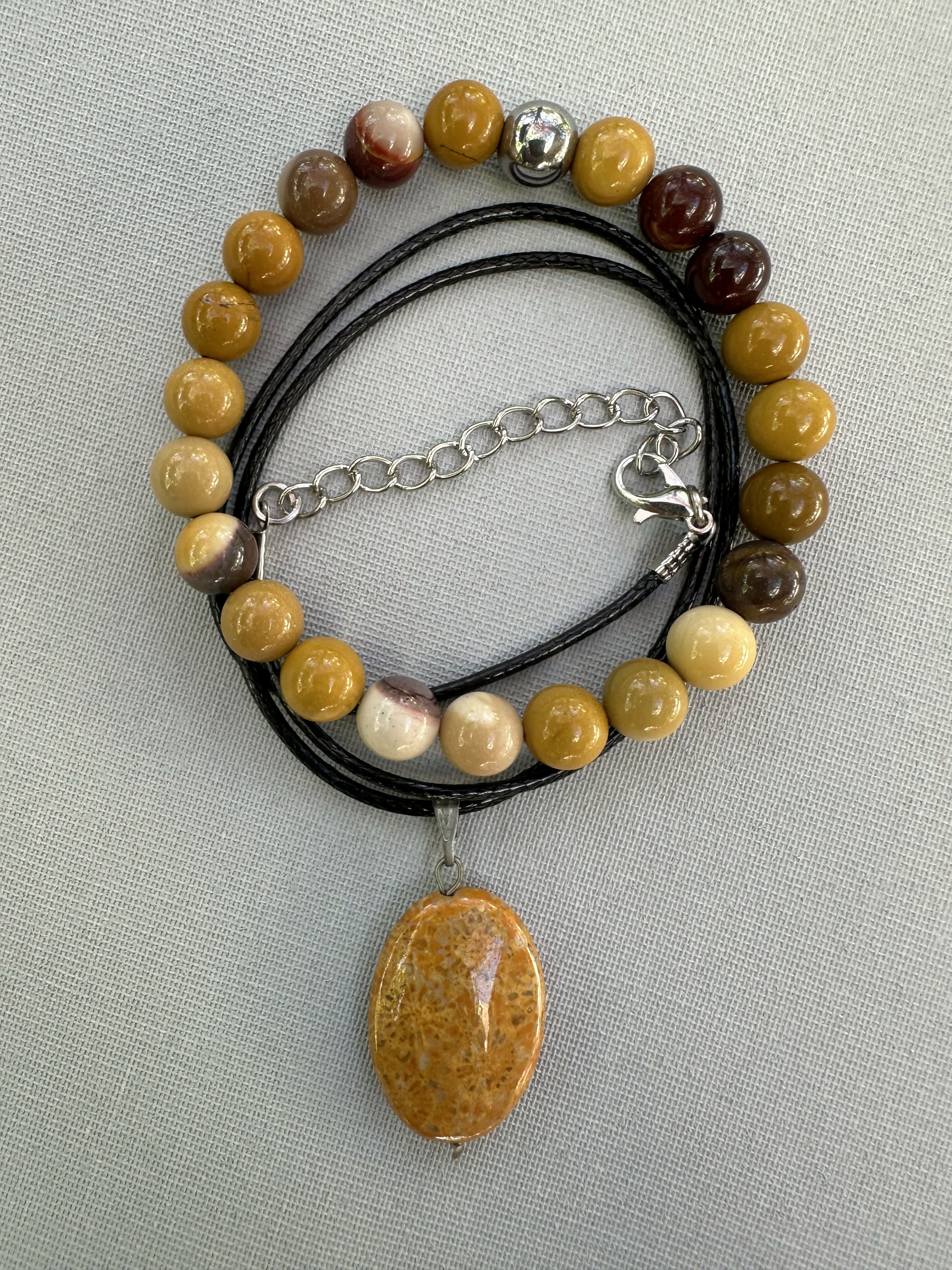 Jasper Natural Stone Bracelet with Matching Necklace
