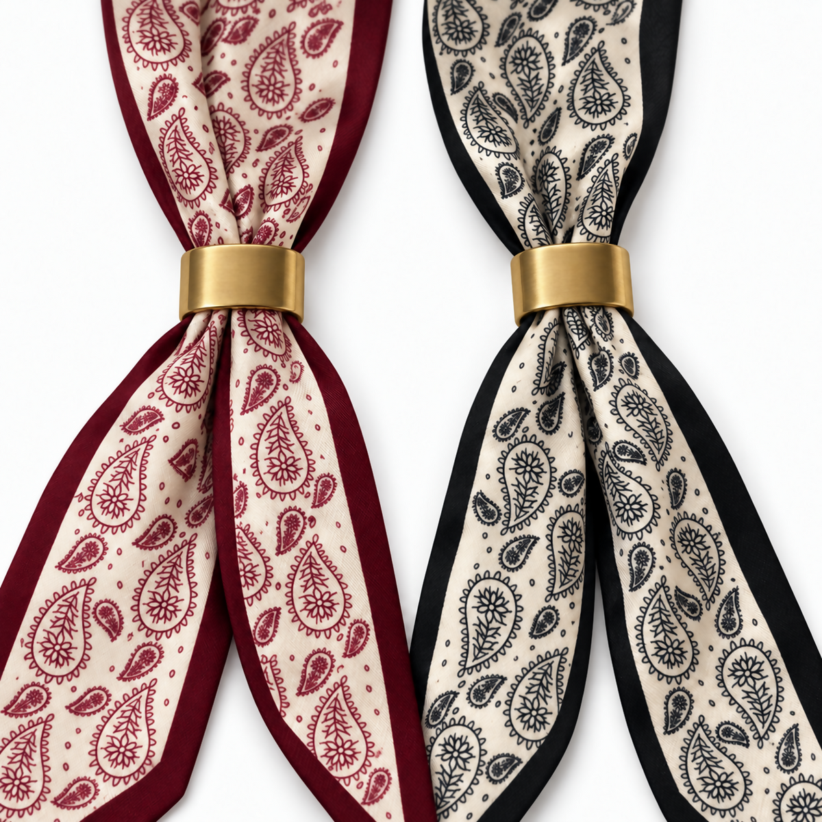 Women’s Lightweight Paisley Scarf Set, 2-Pack, Burgundy & Black