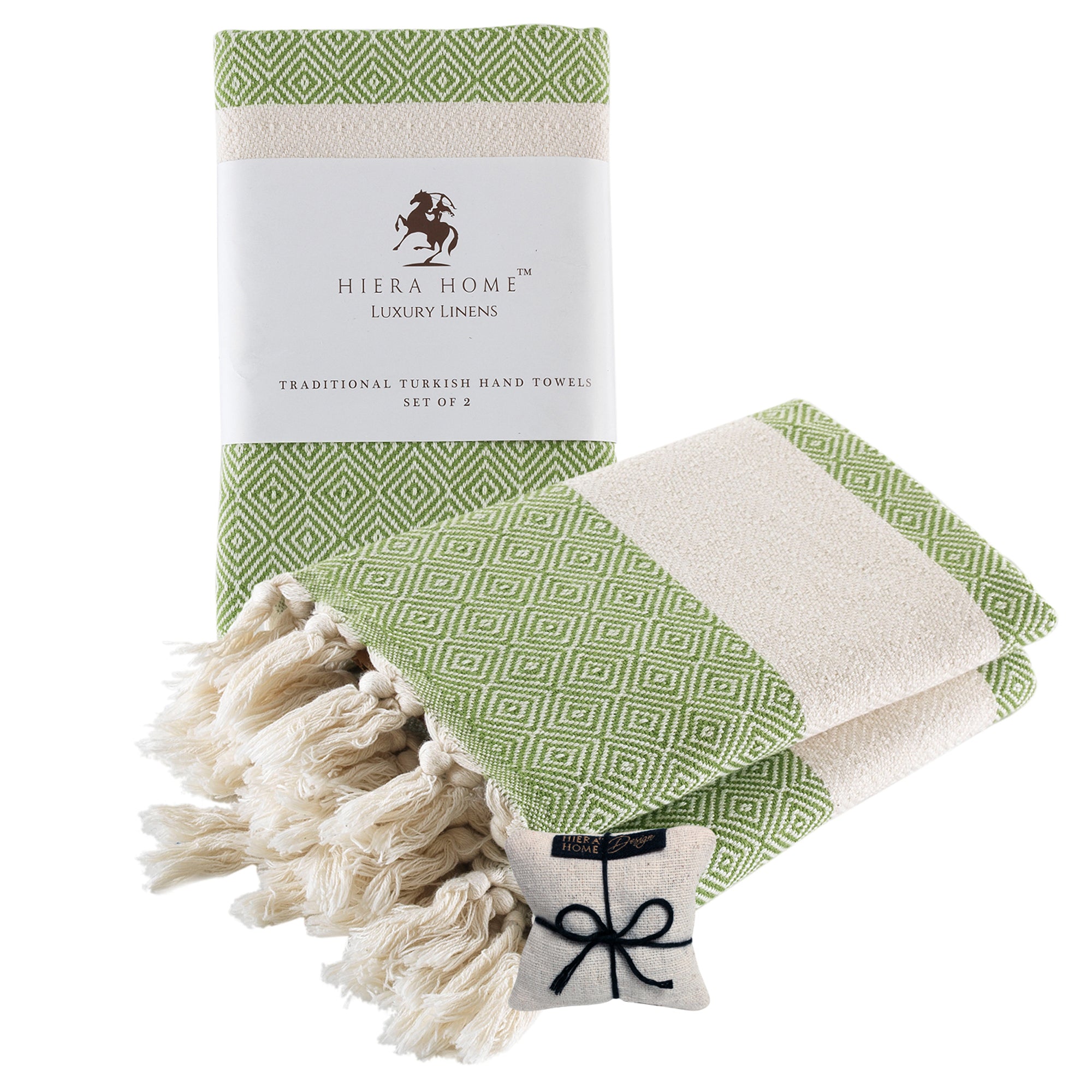 Turkish Hand Towels Set of 2 Decorative Towels for Bathroom and Kitchen - Soft, Absorbent and Quick Dry Farmhouse Towels for Hands, Hair and Face (19x39 inches)