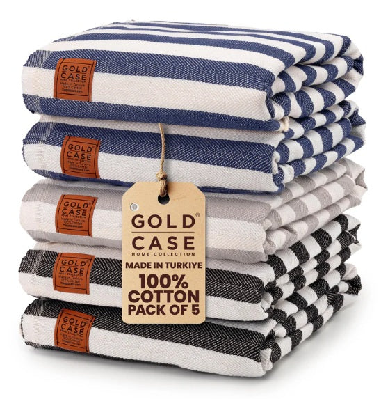 Oversized Turkish Beach Towel Set (5 Pack) – 100% Cotton Beach, Pool, Lake & Spa Towels