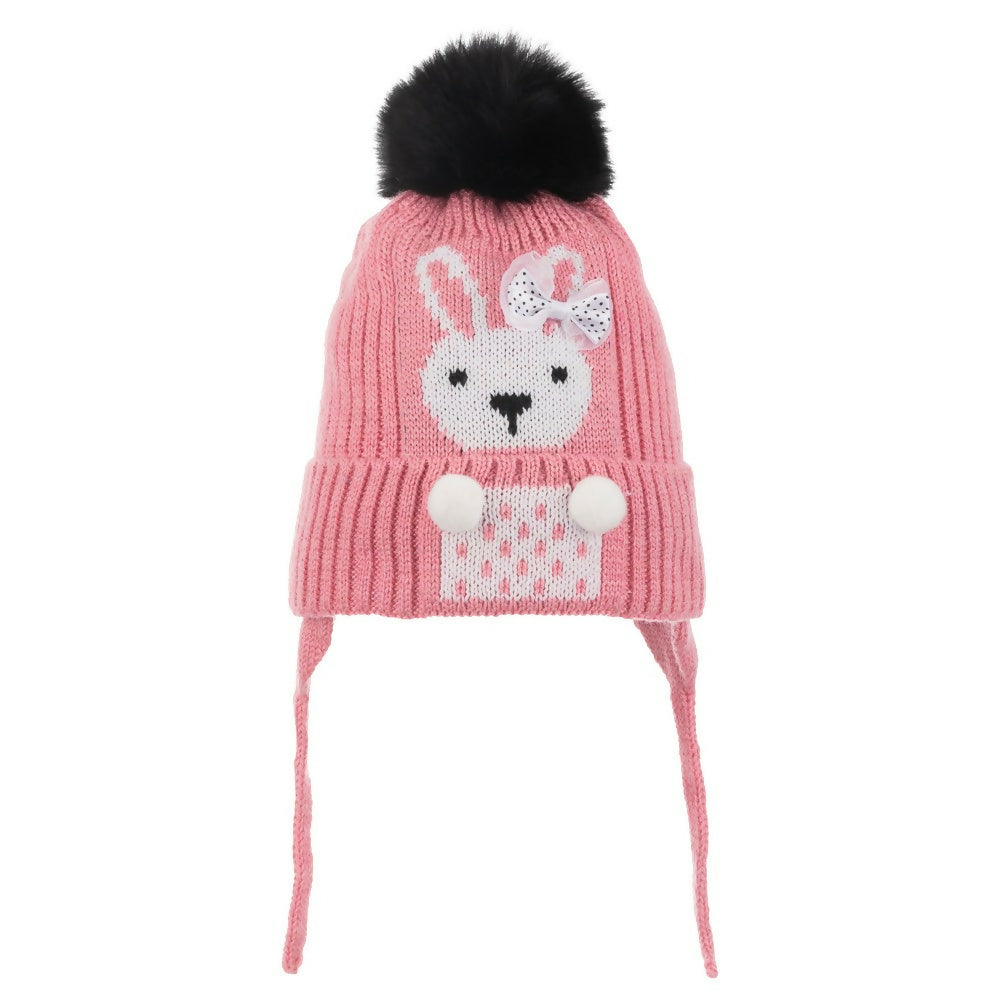 Infant & Toddler Knitted Winter Beanie with Furry Lined Earflaps For Girls