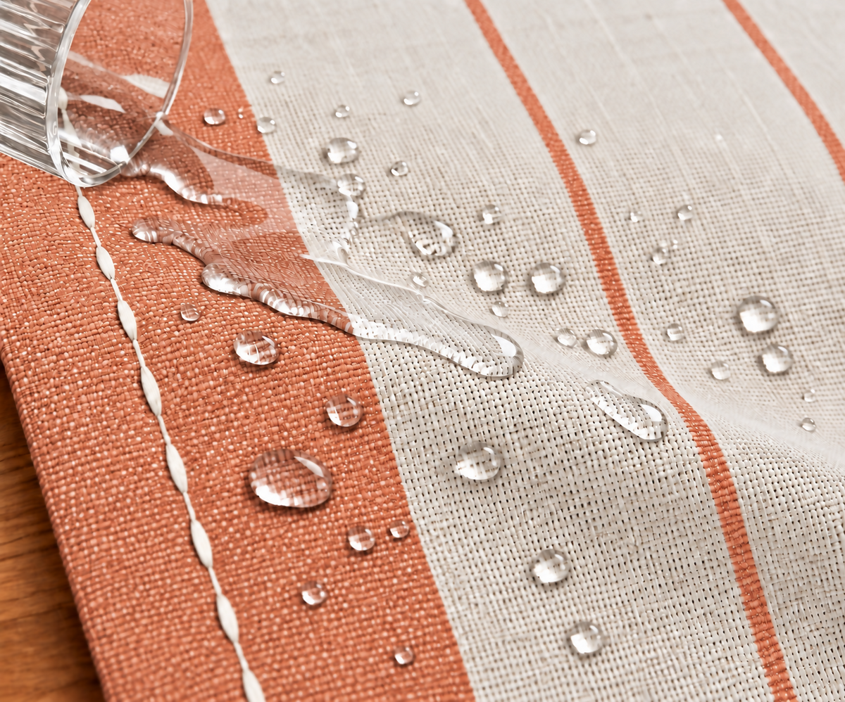 Terracotta & Ivory Striped Water-Repellent Turkish Cotton Table Runner – Coastal & Timeless Style