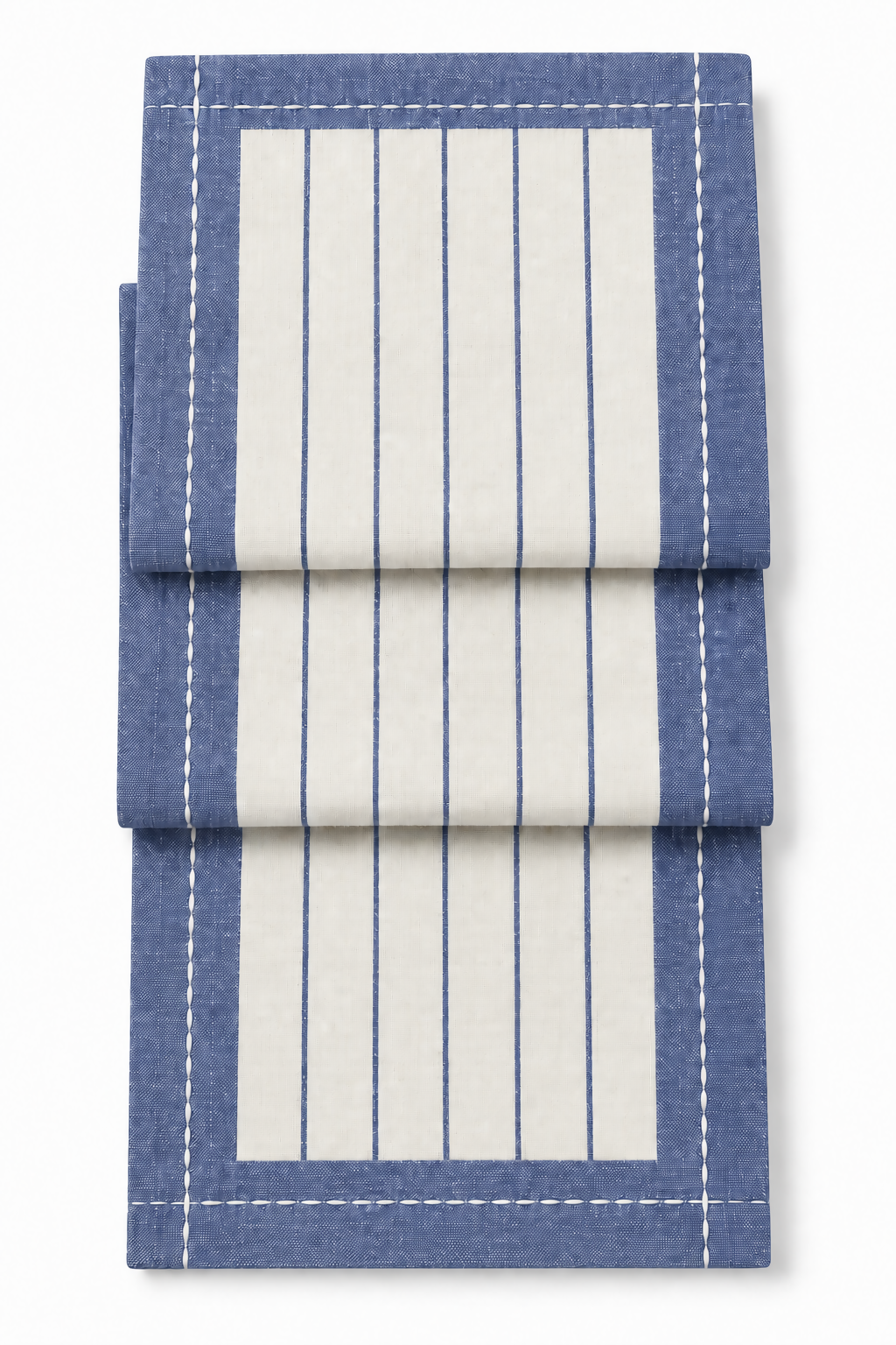 Navy Blue & Ivory Striped Water-Repellent Turkish Cotton Table Runner – Coastal & Timeless Style