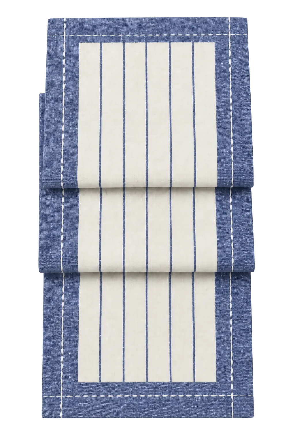 Navy Blue & Ivory Striped Water-Repellent Turkish Cotton Table Runner – Coastal & Timeless Style