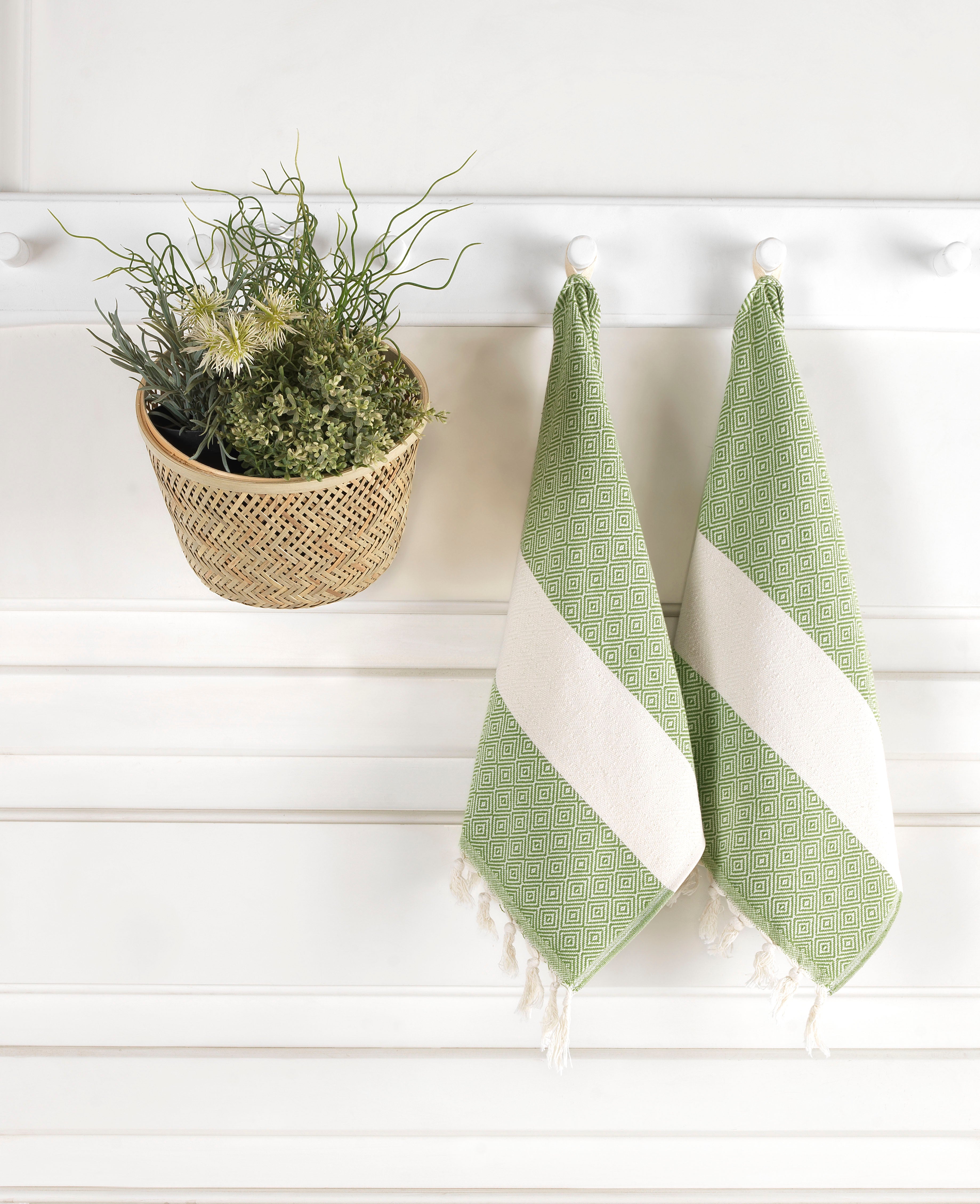 Buy lt-green Turkish Hand Towels Set of 2 Decorative Towels for Bathroom and Kitchen - Soft, Absorbent and Quick Dry Farmhouse Towels for Hands, Hair and Face (19x39 inches)