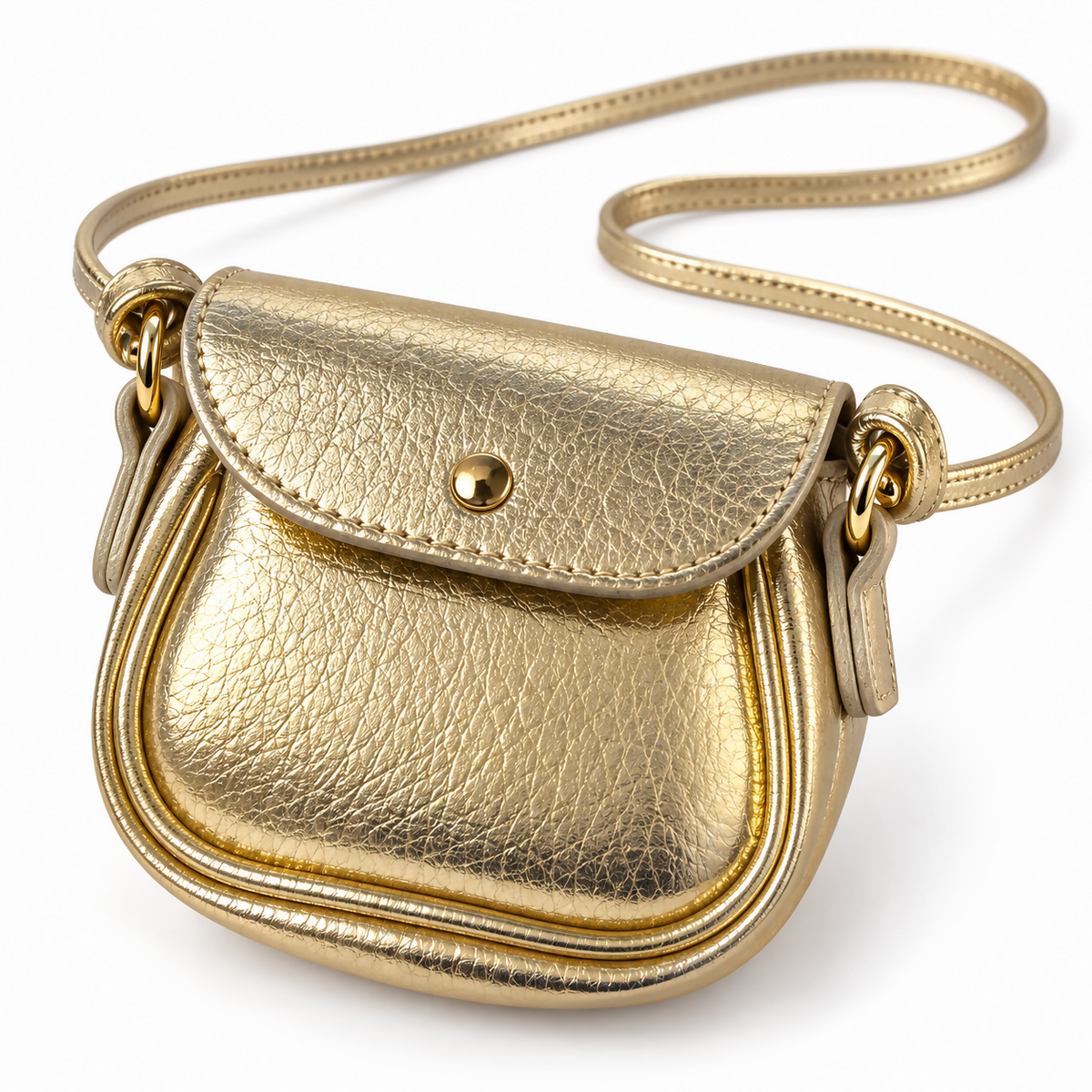Women’s Mini Saddle Bag – Available in Ivory, Dark Chocolate, Metallic Silver, Black & Champagne Gold