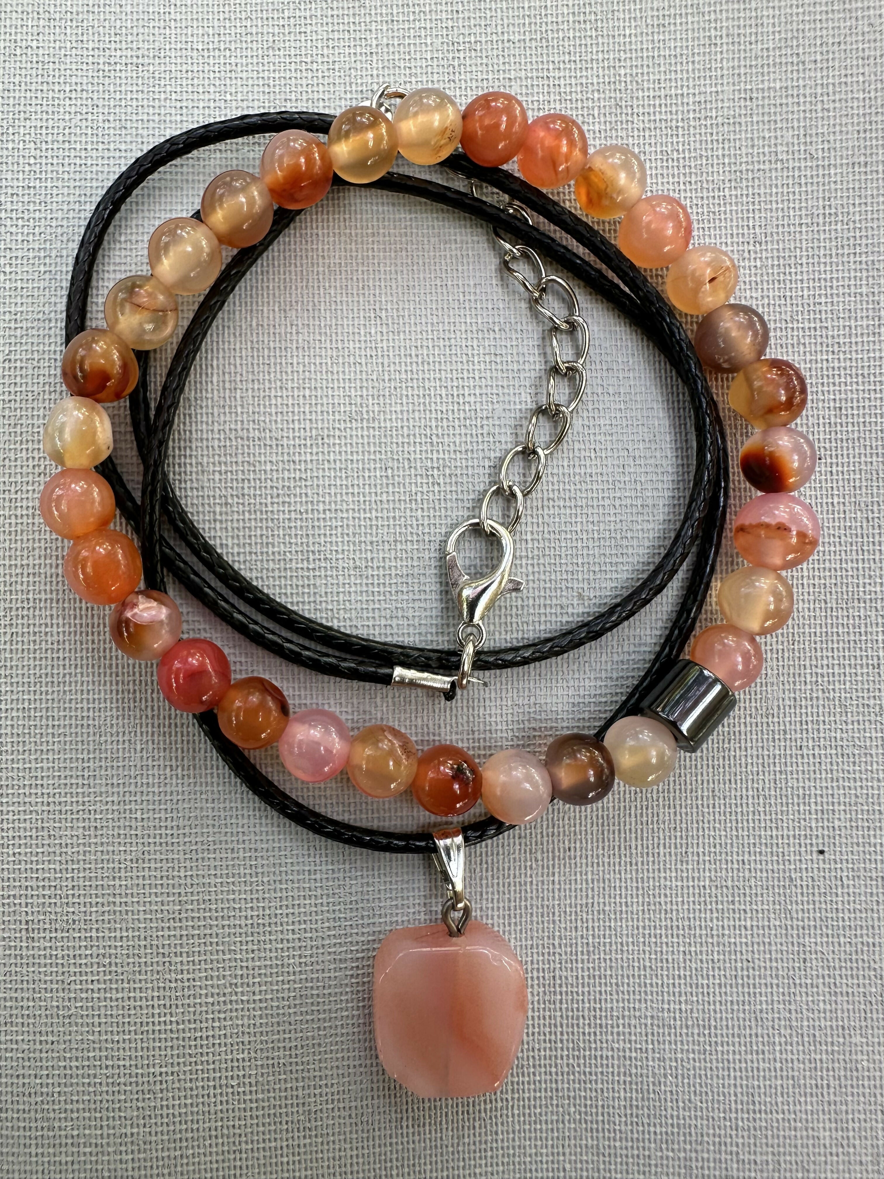 Agate Natural Stone Bracelet with Matching Necklace
