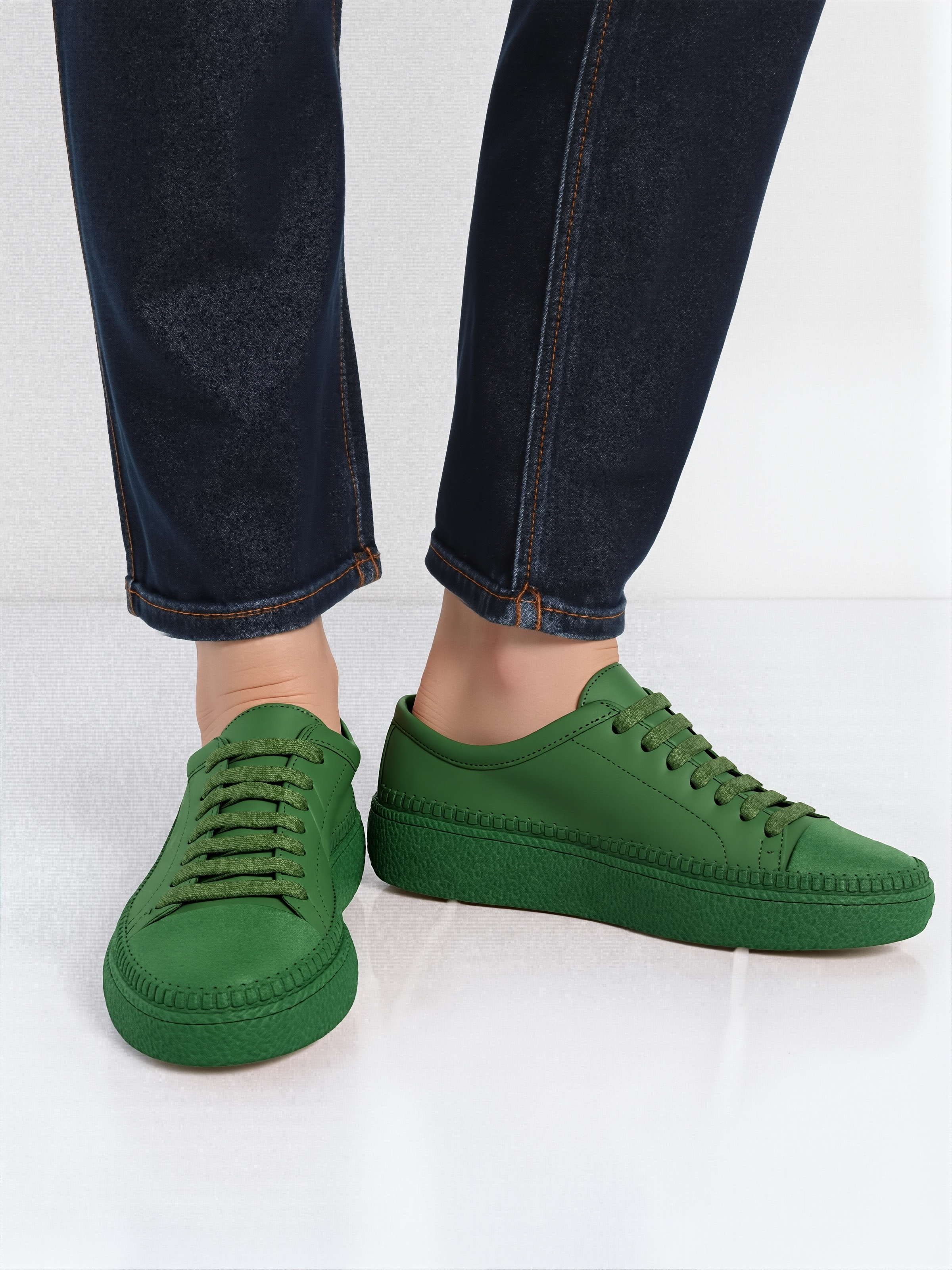 Buy green Women&#39;s Colorful Leather Sneakers - Great for the Office, Casual Days - Aimee Style