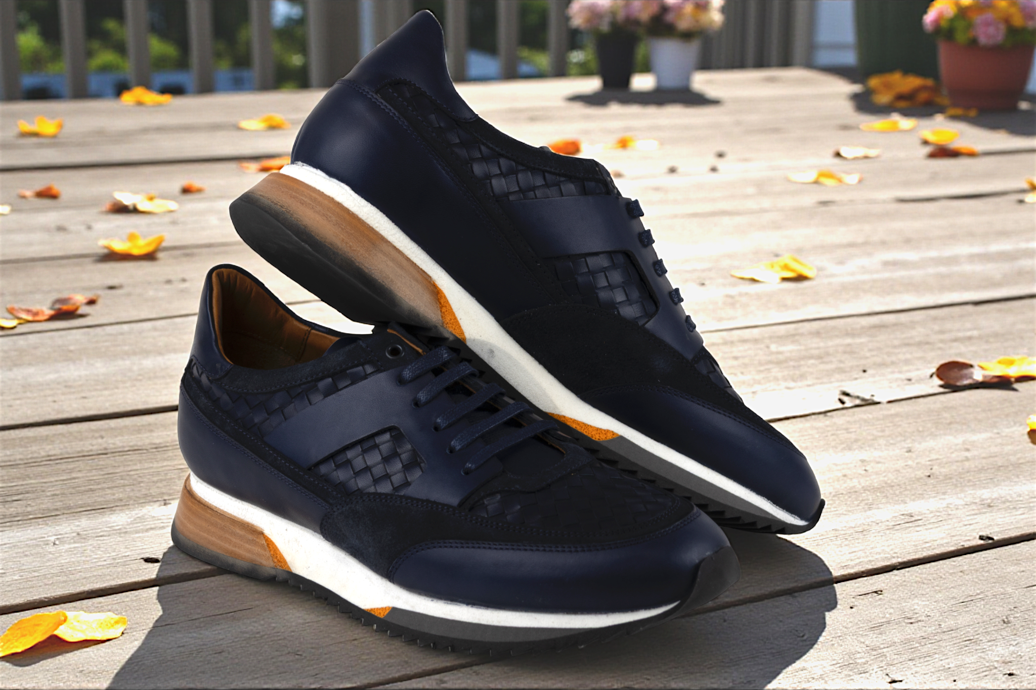 Buy navy Men&#39;s Leather Sneakers - Great for the Office, Casual Days (Aristotle Style)