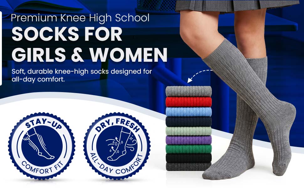 Women's Solid Color Ribbed Crew Turn Cuff Soft Socks in 3-Pair Pack