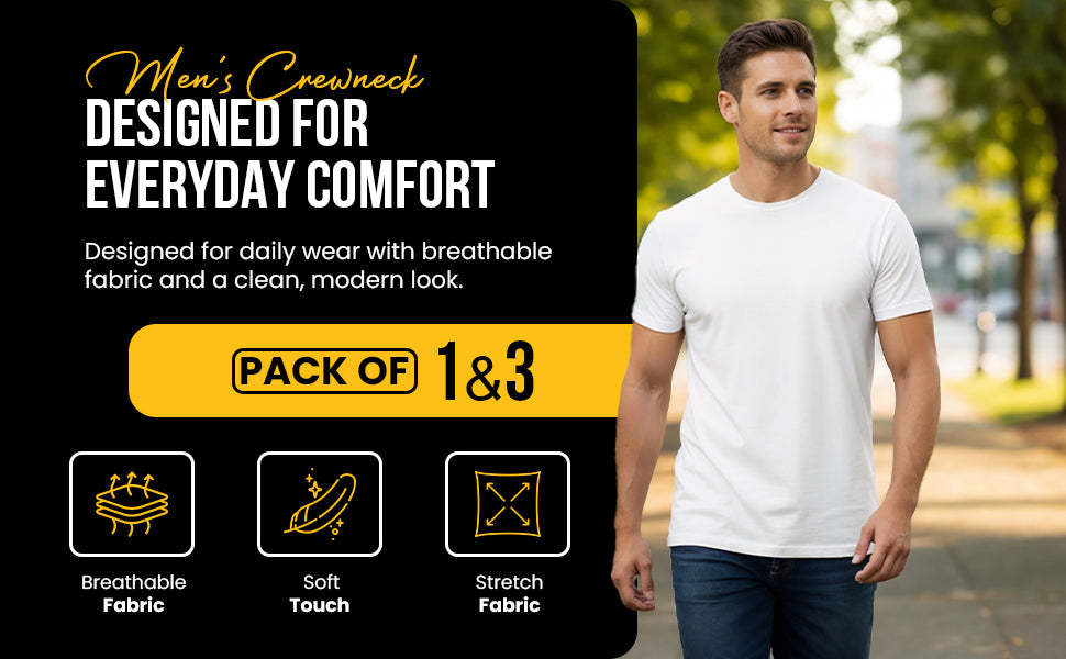 Men's Short Sleeve Crewneck T-Shirt in Combed Turkish Cotton
