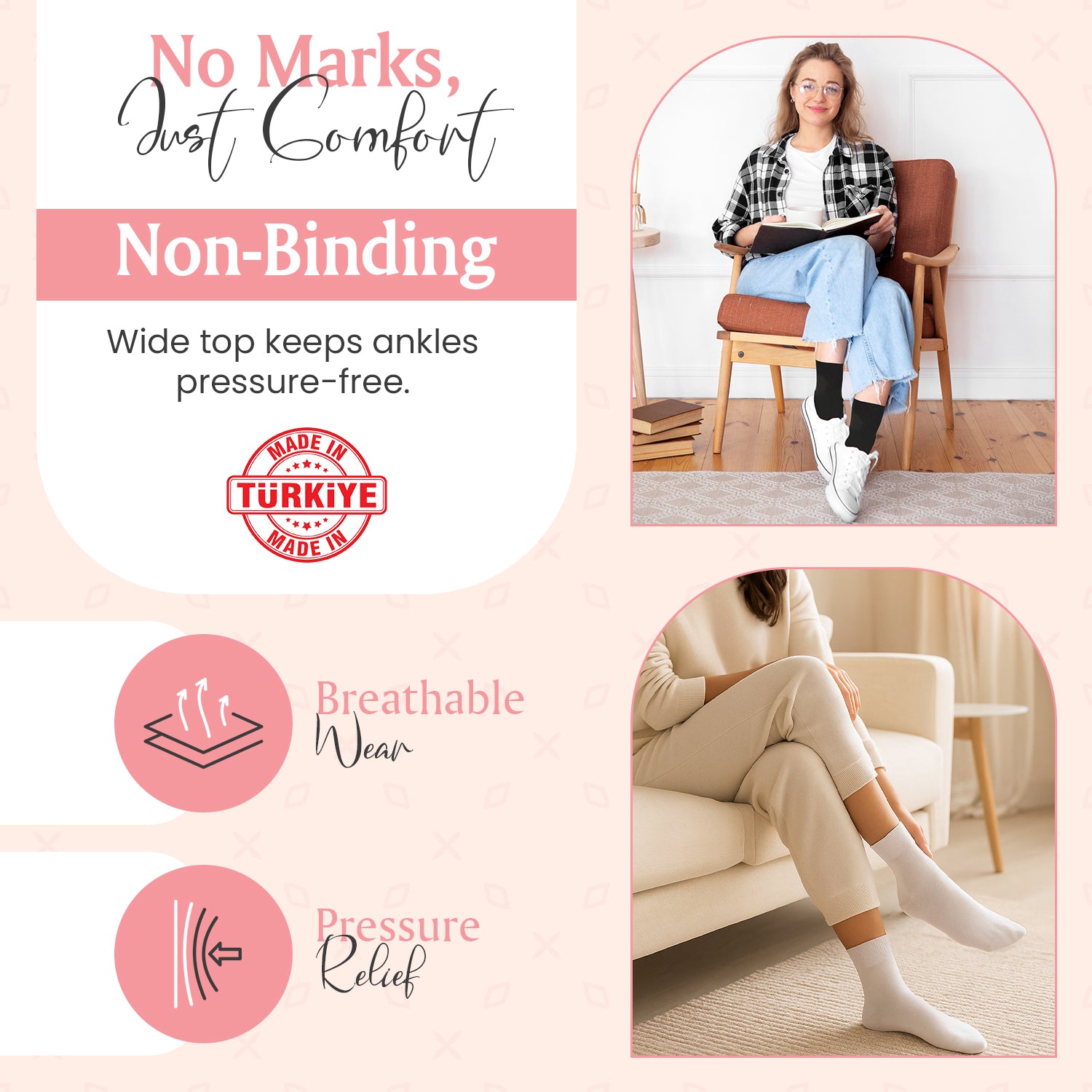 Diabetic/Arthritic Cushioned Cotton Ankle Socks 3 Pack Women Socks