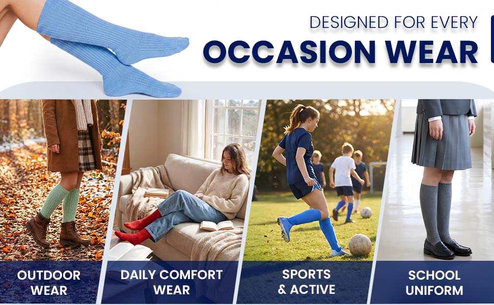 Women's Solid Color Ribbed Crew Turn Cuff Soft Socks in 3-Pair Pack