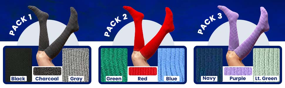 Women's Solid Color Ribbed Crew Turn Cuff Soft Socks in 3-Pair Pack