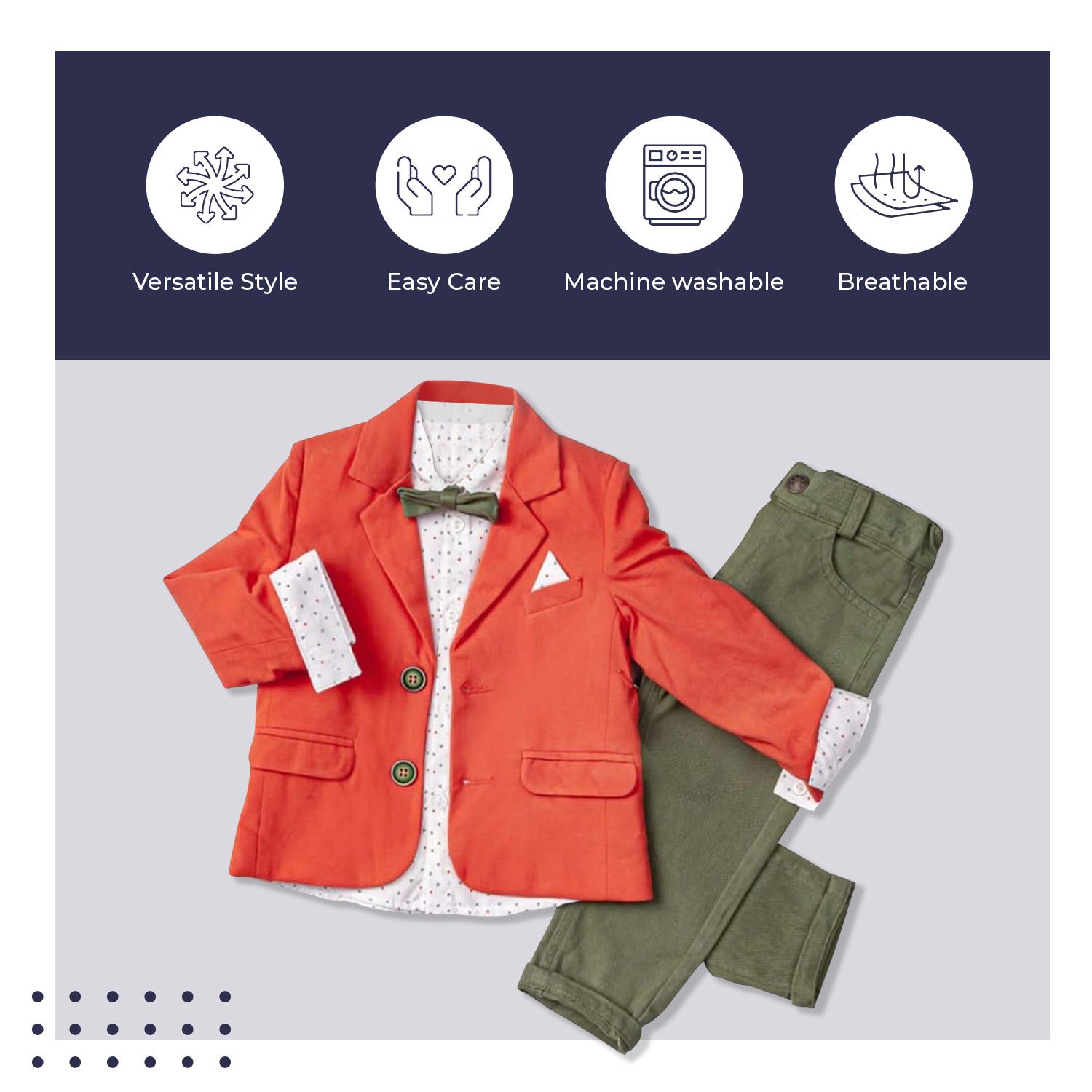 Buy brown Little Boy&#39;s Colorful Suit Jacket, Pants and Button-Up Shirt 3-Piece Set