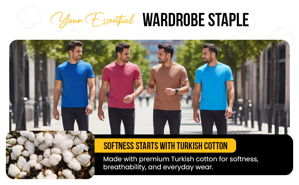 Men's Short Sleeve Crewneck T-Shirt in Combed Turkish Cotton