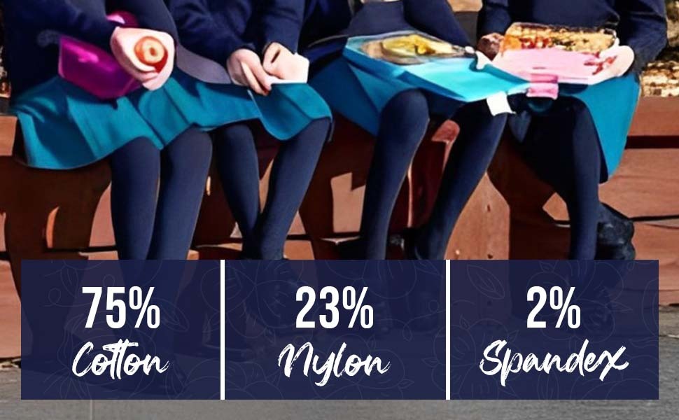 Young Girls and Tweens Combed Cotton Ribbed Tights, School Uniform Seamless Toe Comfortable All-Day Wear