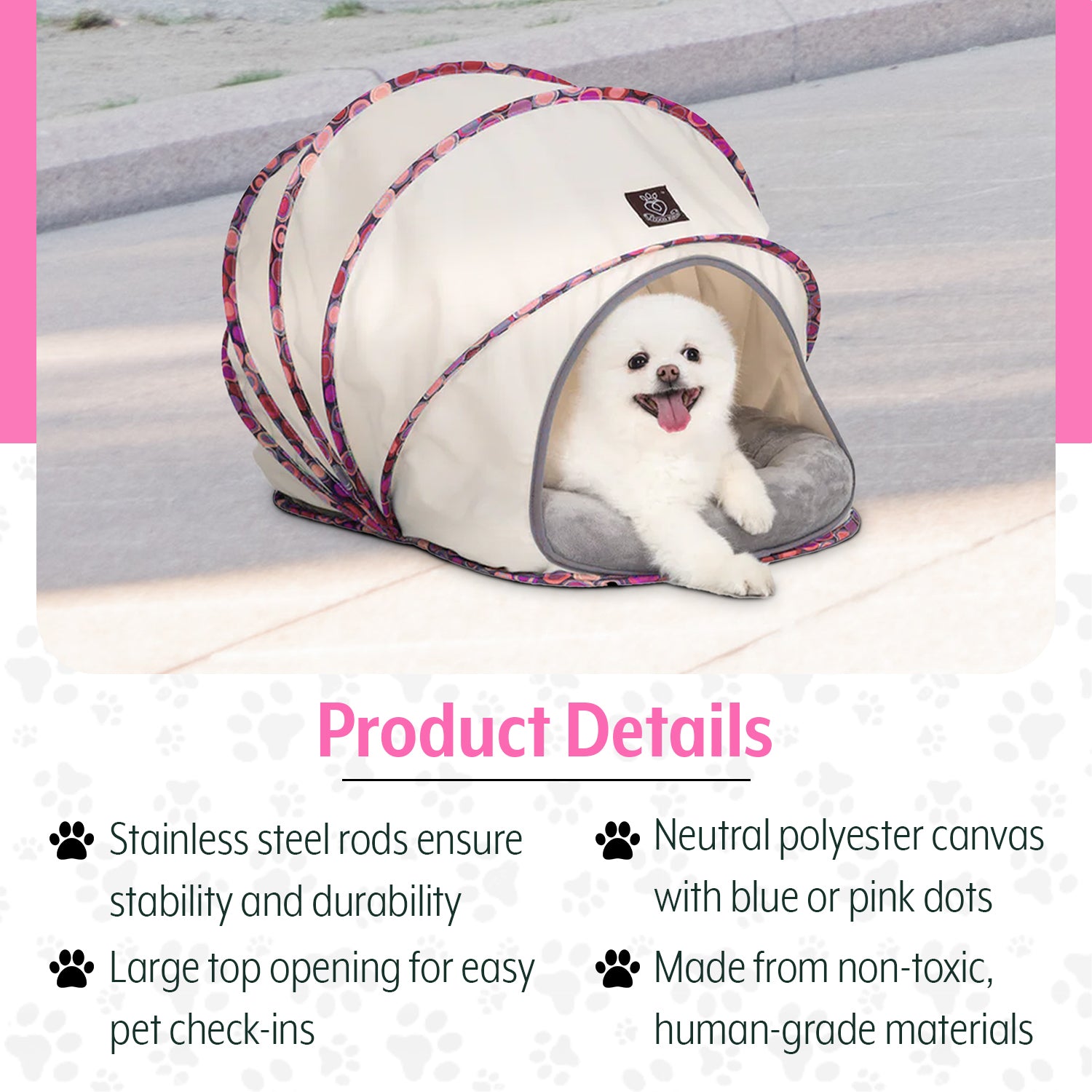 Foldable / Pop Up Cocoon Cave for Dogs, Cats and Companion Animals with Removable Cushion and Convenient Travel Carry Bag, Dog and Cat House with Bed