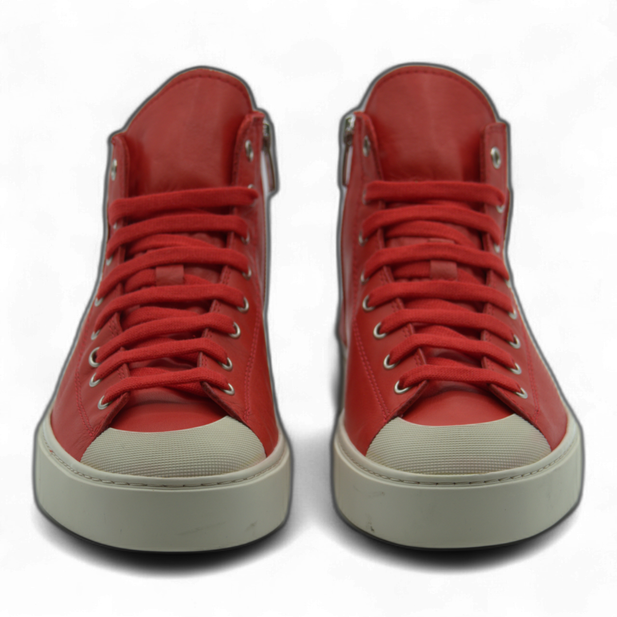 Women's Leather High Top Sneakers with Convenient Side Zipper