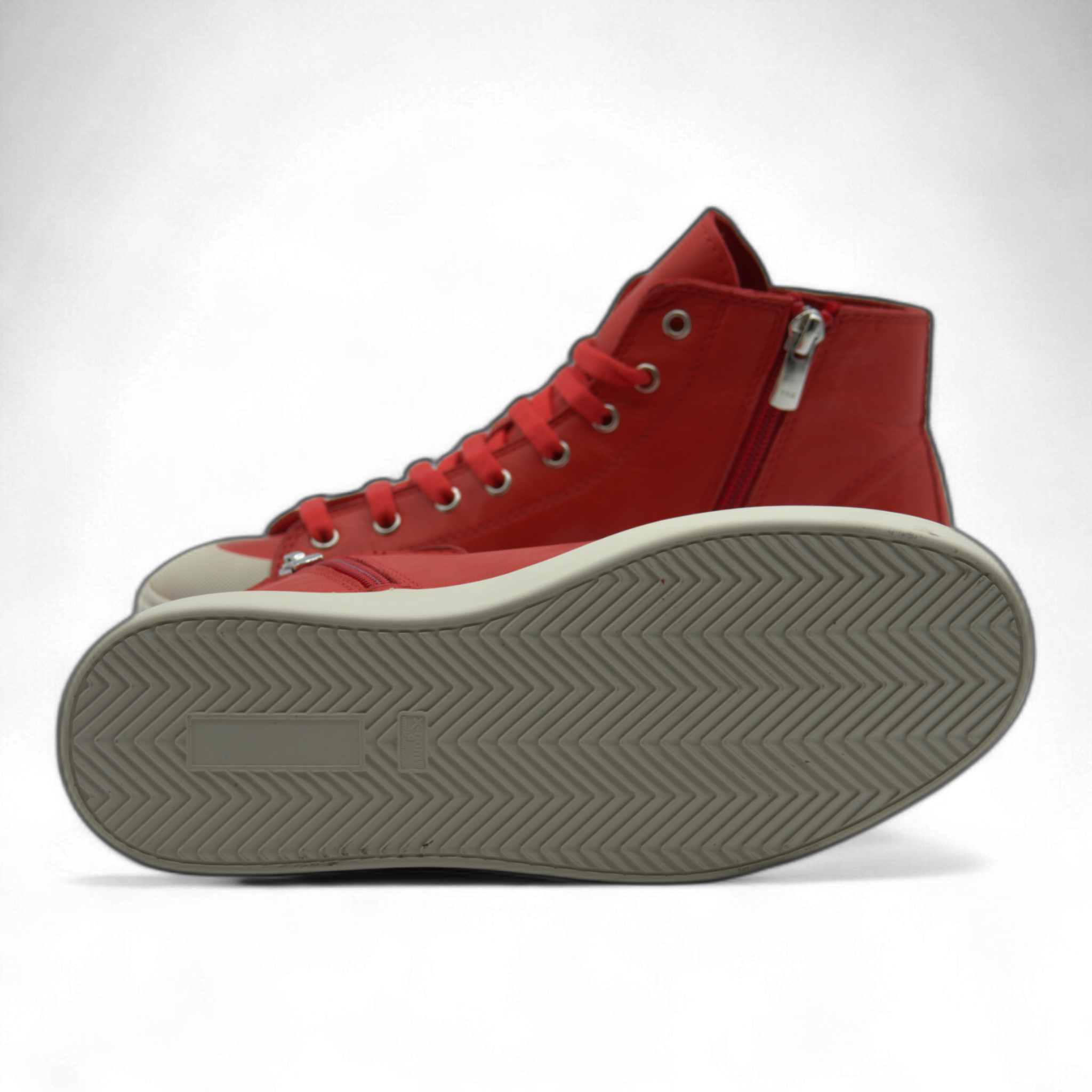 Women's Leather High Top Sneakers with Convenient Side Zipper