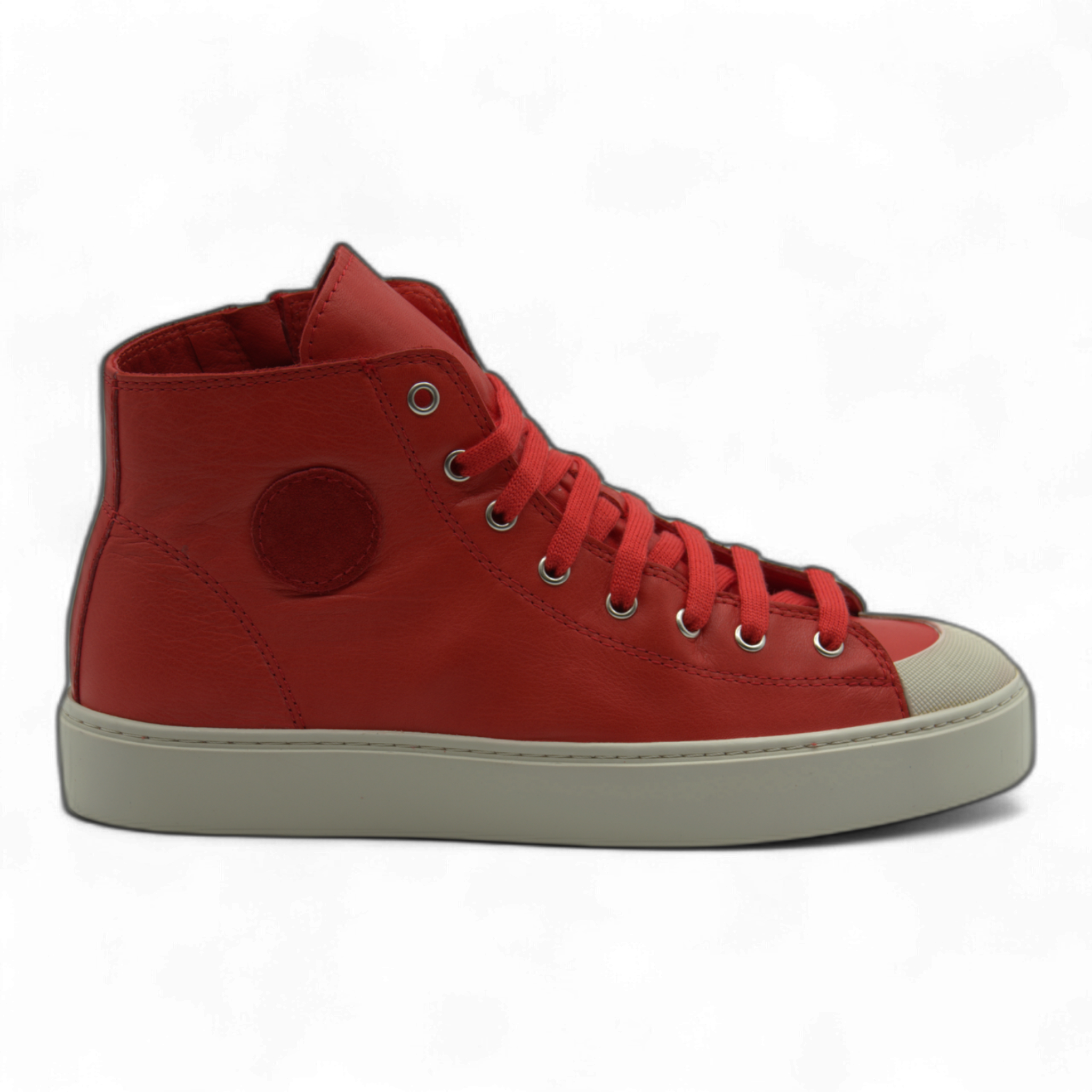 Women's Leather High Top Sneakers with Convenient Side Zipper