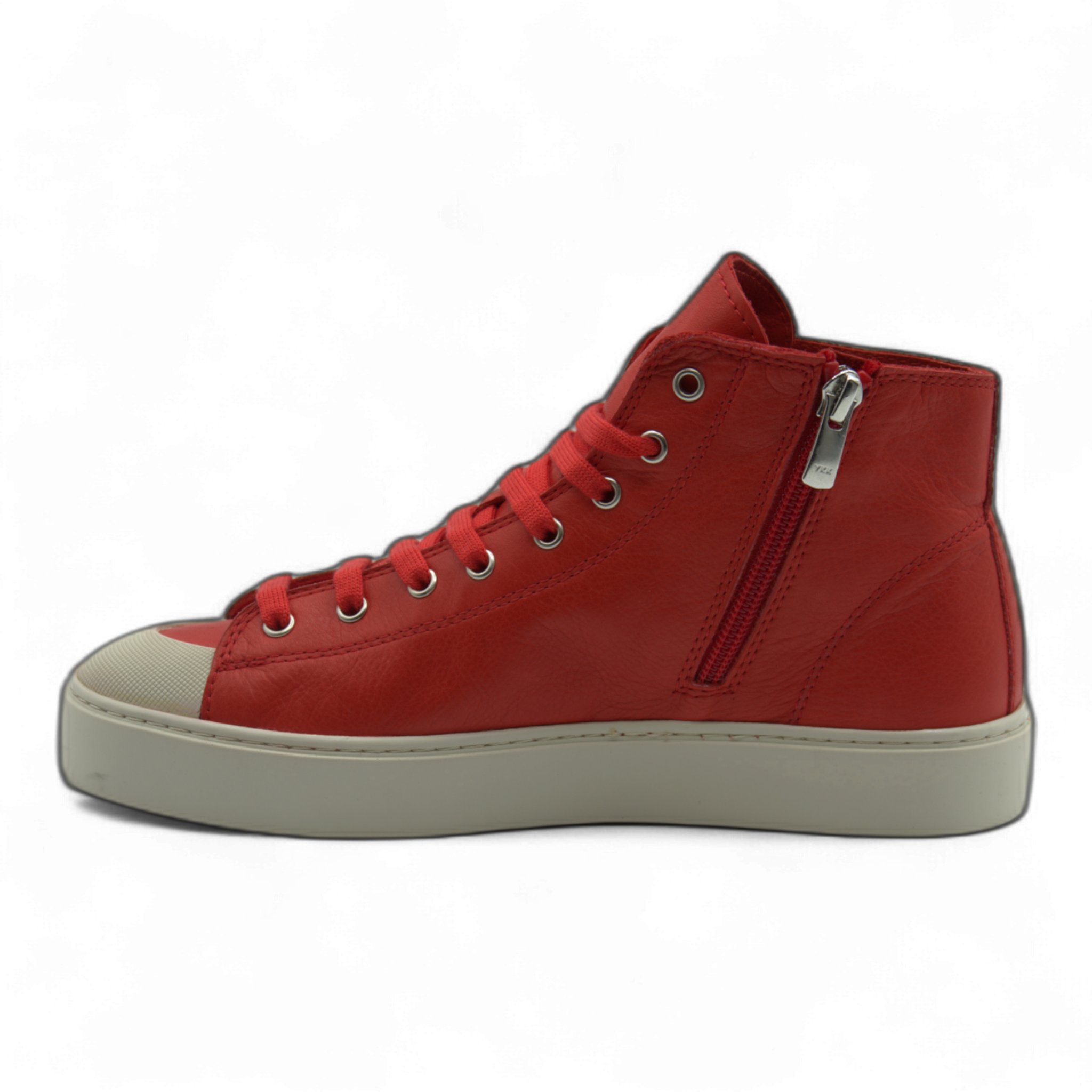 Women's Leather High Top Sneakers with Convenient Side Zipper