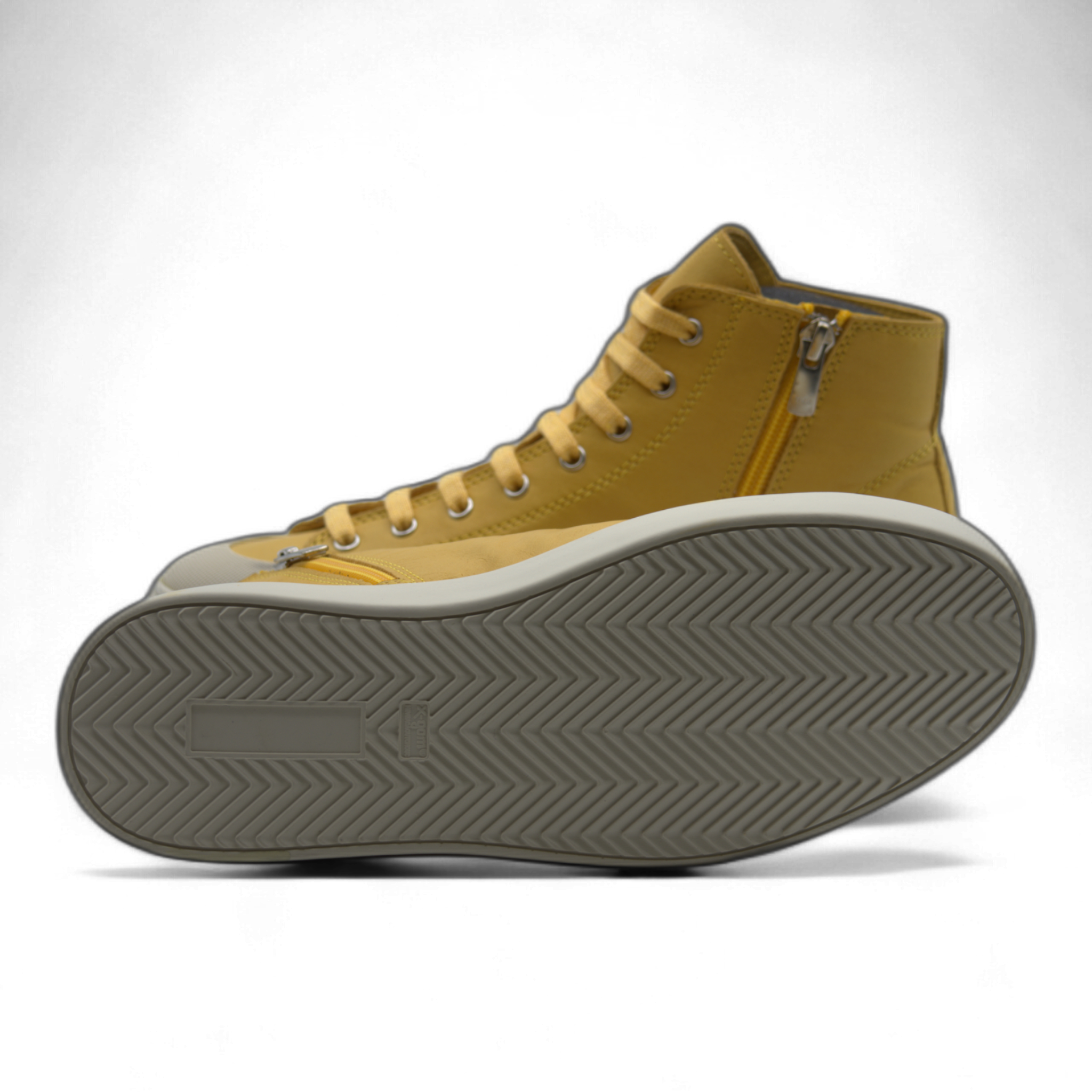 Women's Leather High Top Sneakers with Convenient Side Zipper