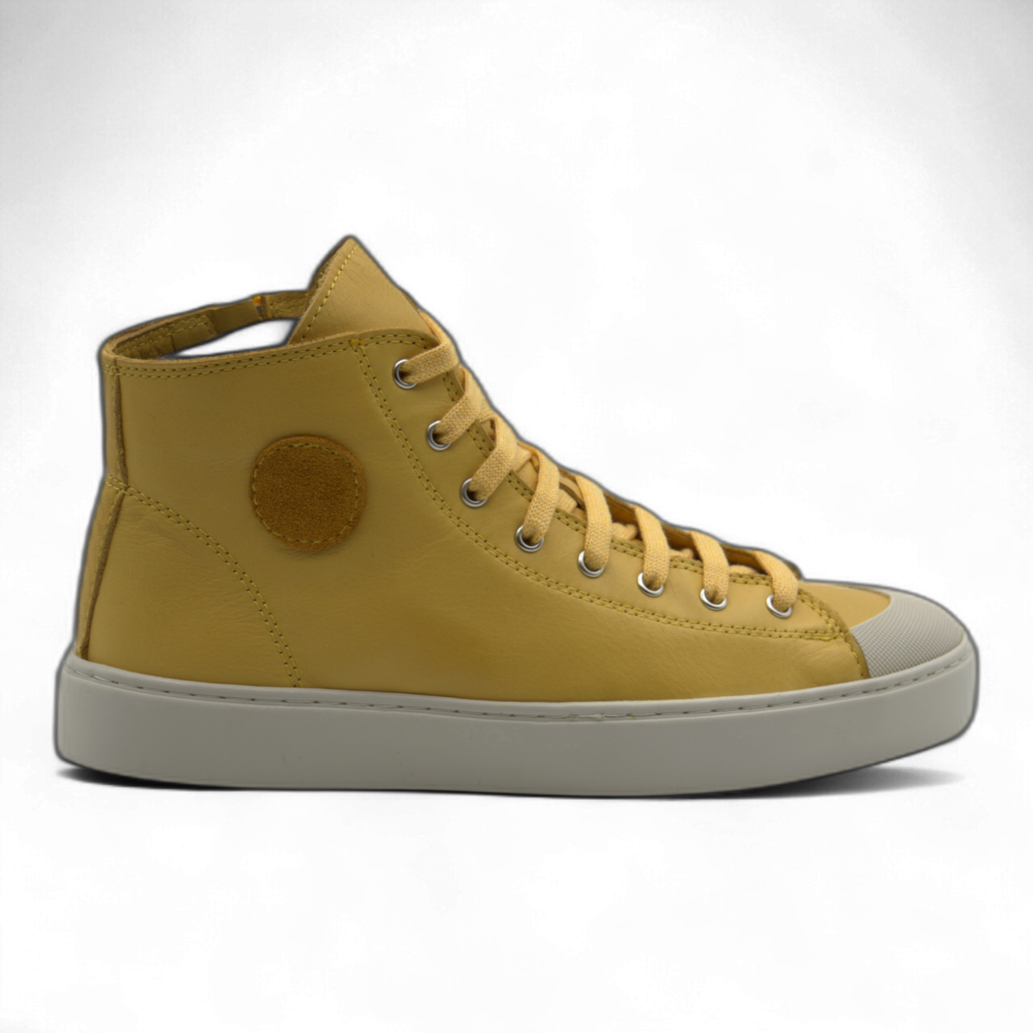 Women's Leather High Top Sneakers with Convenient Side Zipper